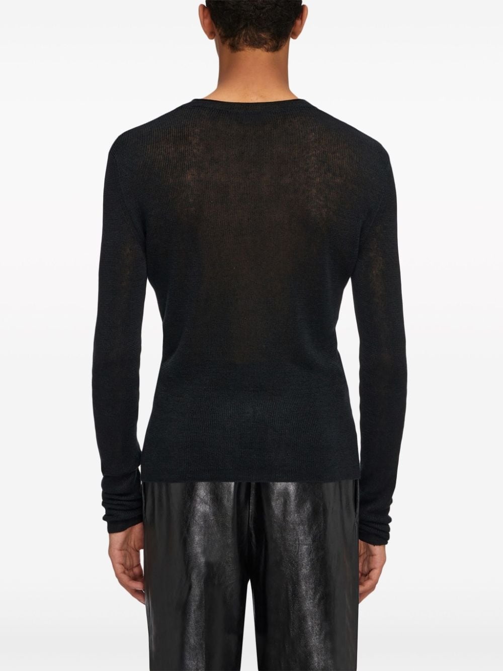 ribbed-knit linen jumper - 4