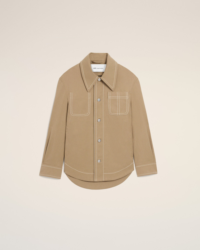 BEIGE COTTON WORKER BUTTONED JACKET 1