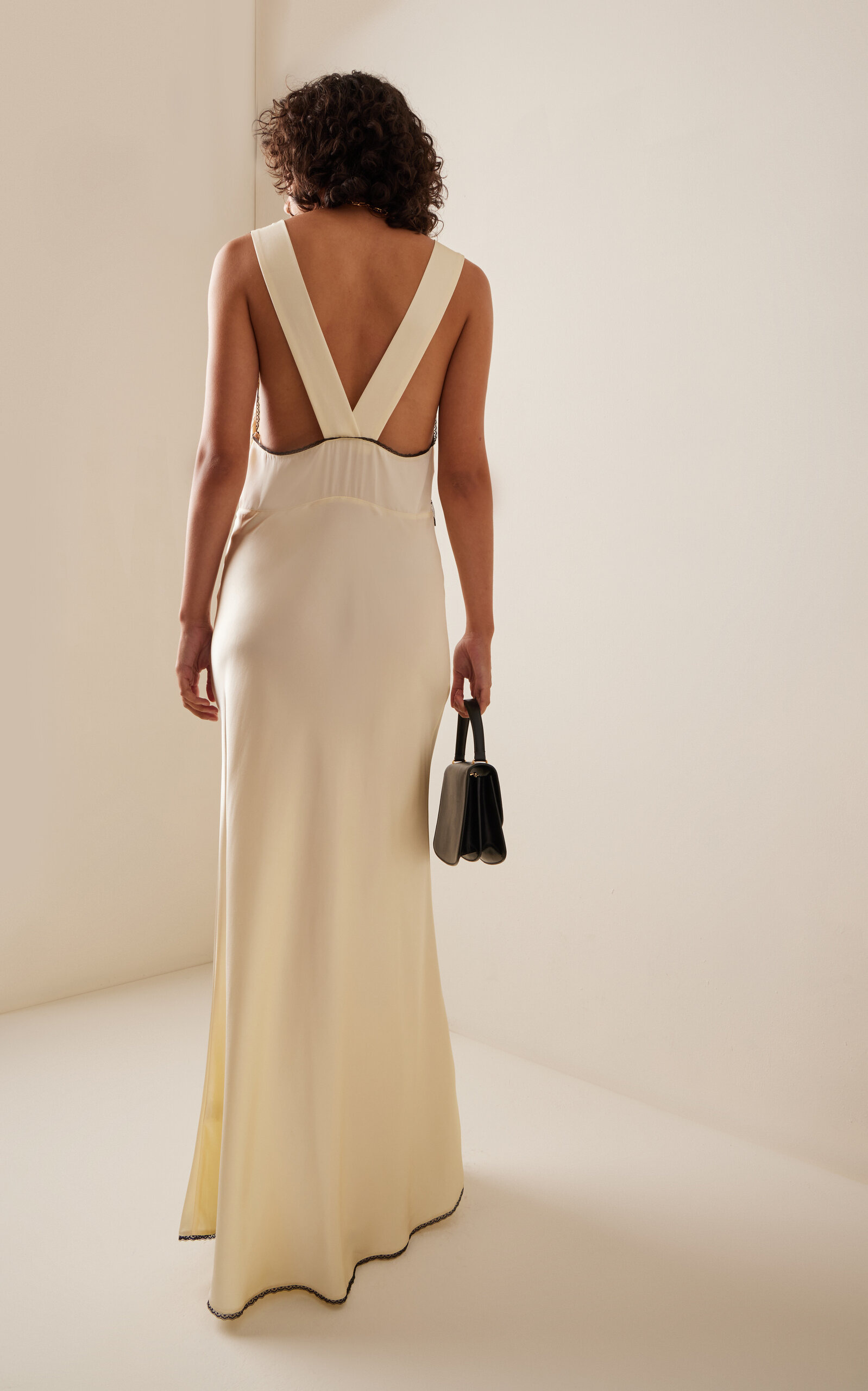 Willa Lace-Trimmed Cutout Silk Maxi Dress ivory - 5