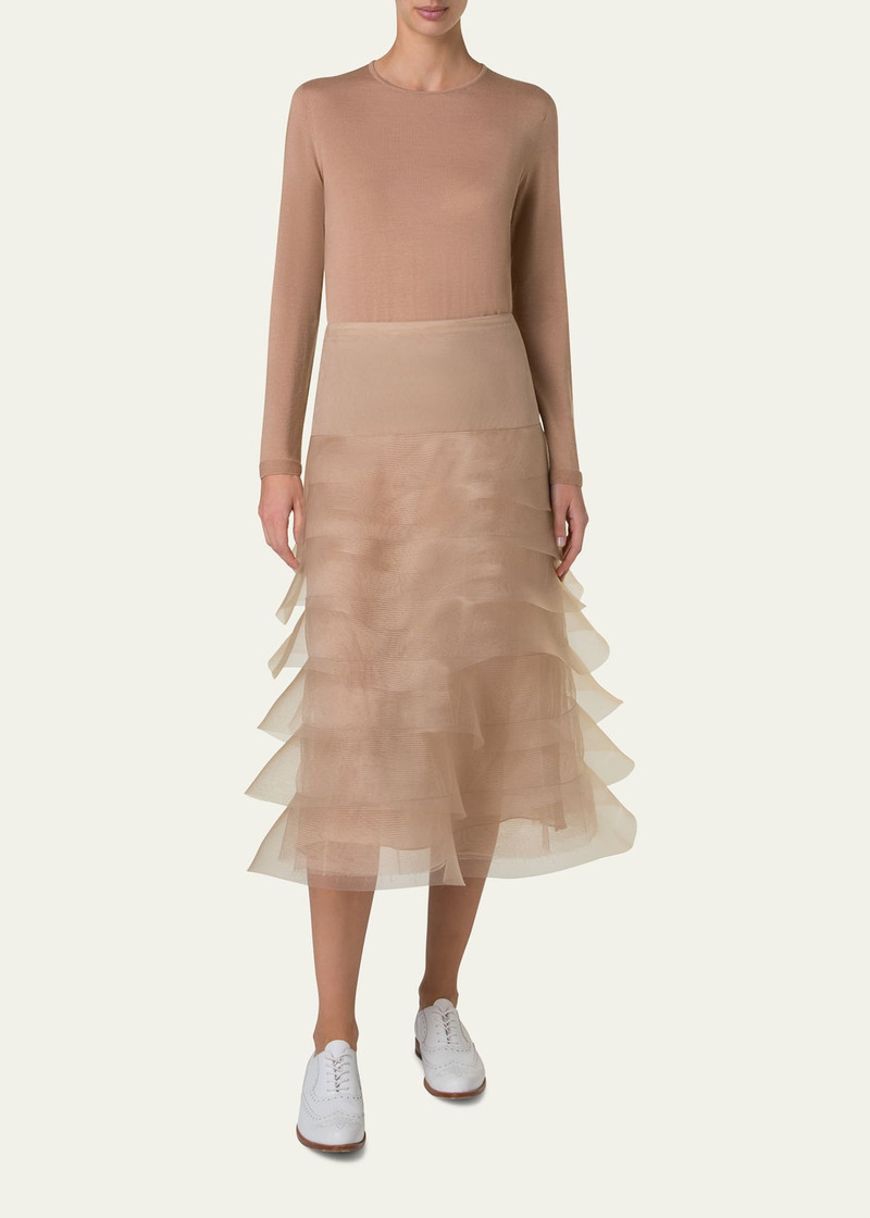 AKRIS Ruffle Tulle Midi Skirt outlook