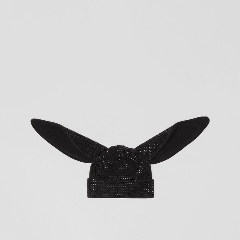 Rabbit Detail Crystal-embellished Wool Beanie 1