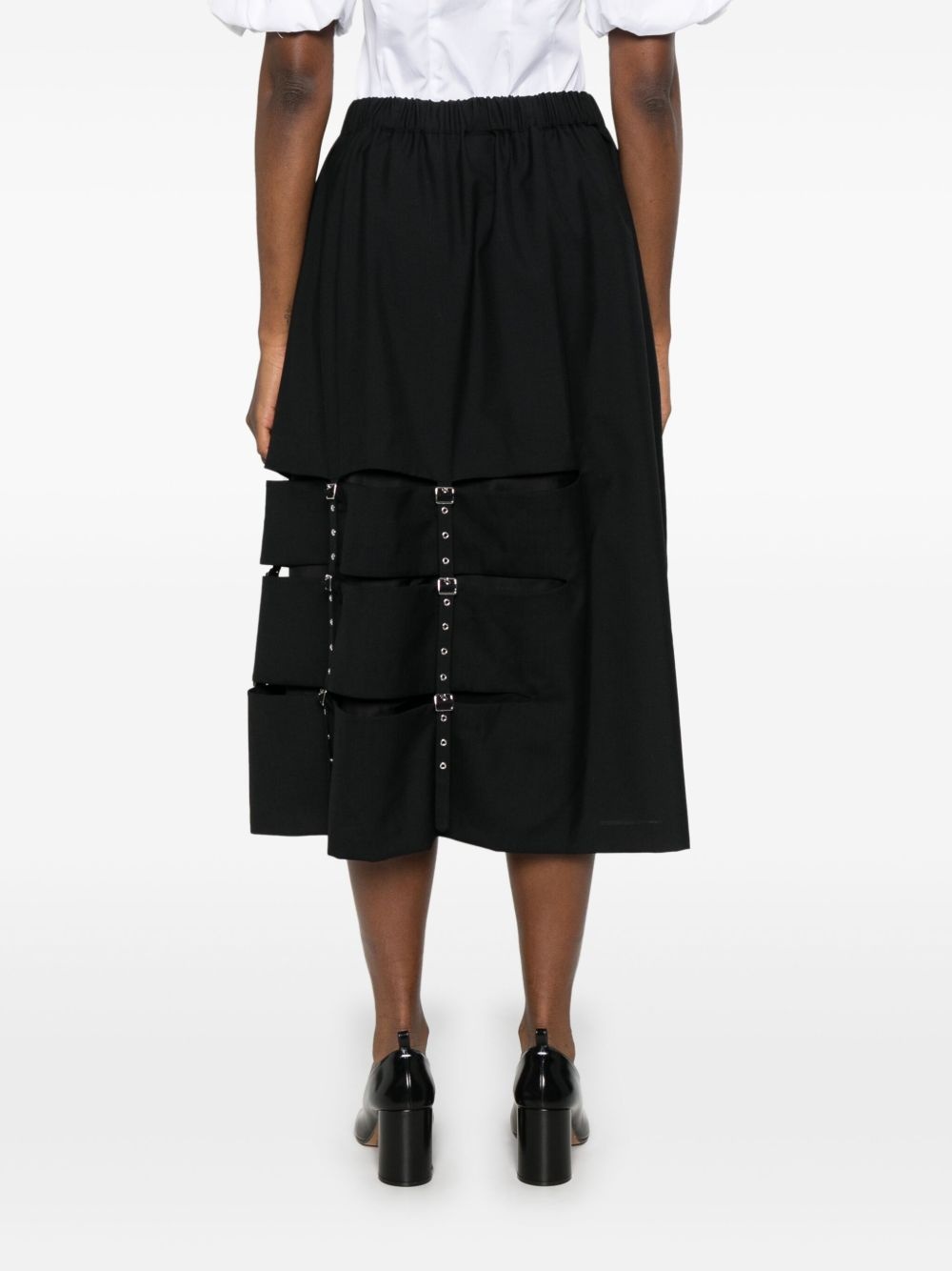 decorative-buckle midi skirt - 4