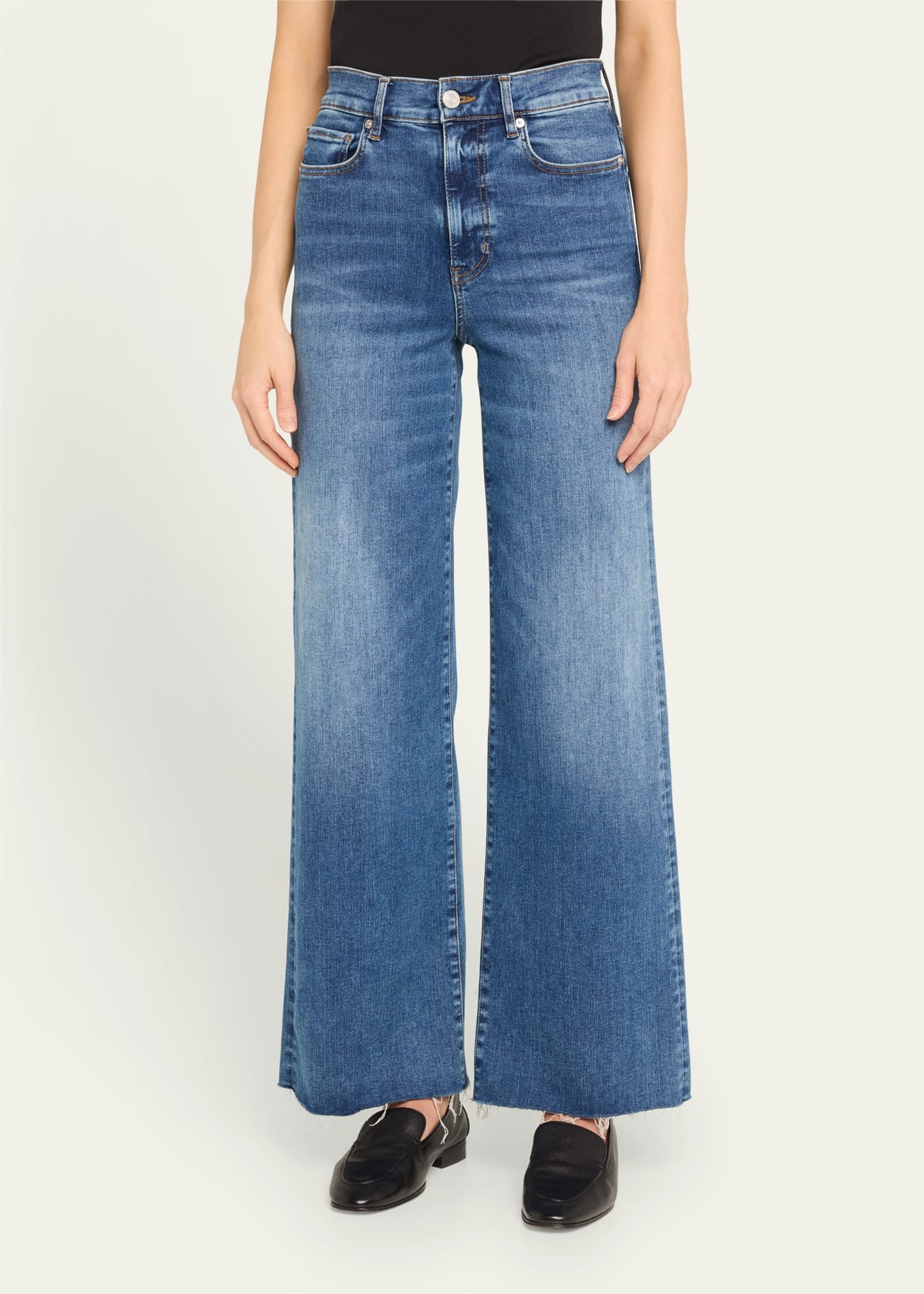 Le Slim Palazzo Raw Fray Jeans - 4