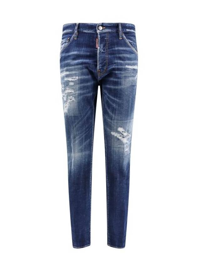 Ripped Cast Wash Cool Guy Straight Jeans Blue - 1