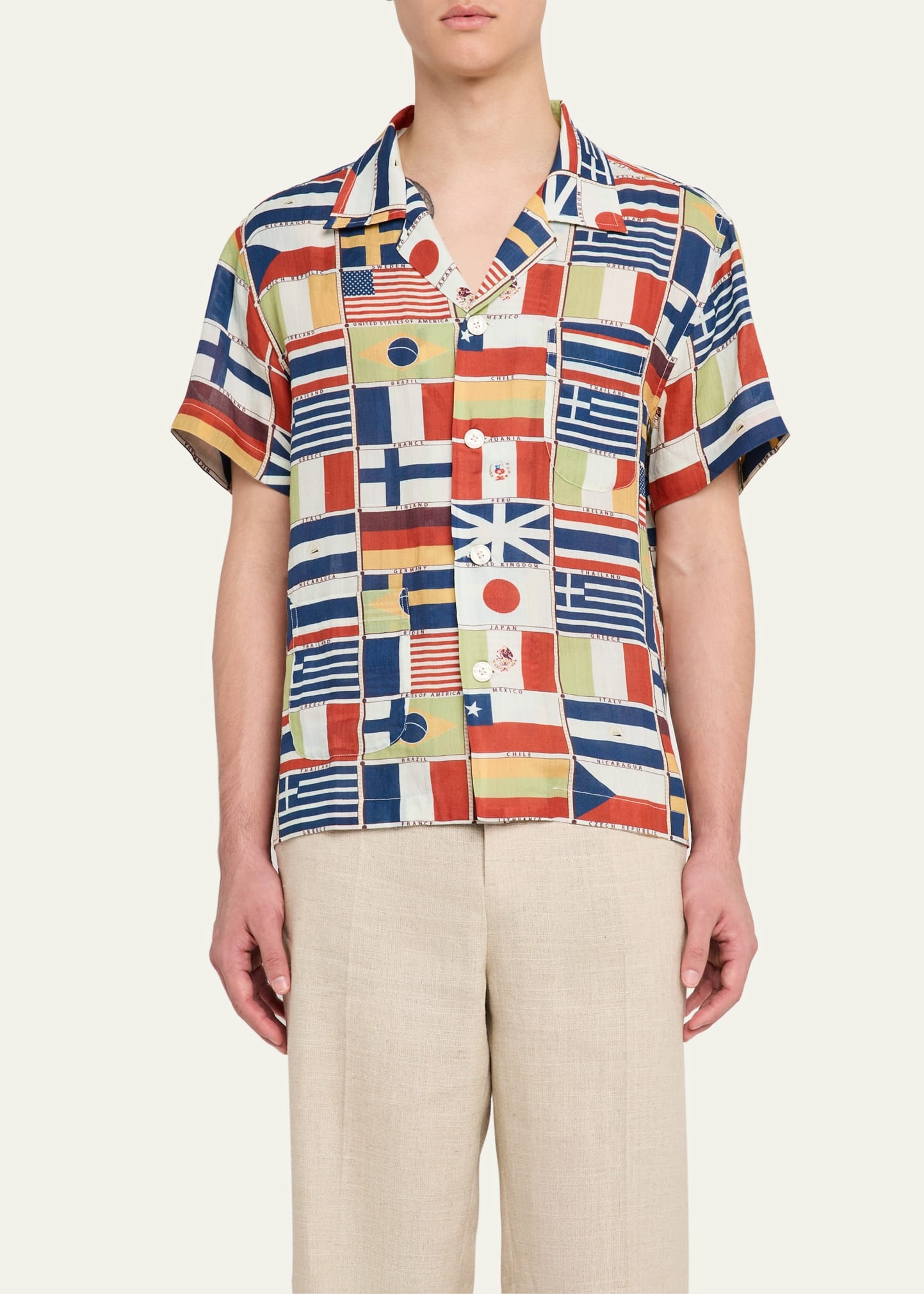 Men's International Flag-Print Camp Shirt - 4