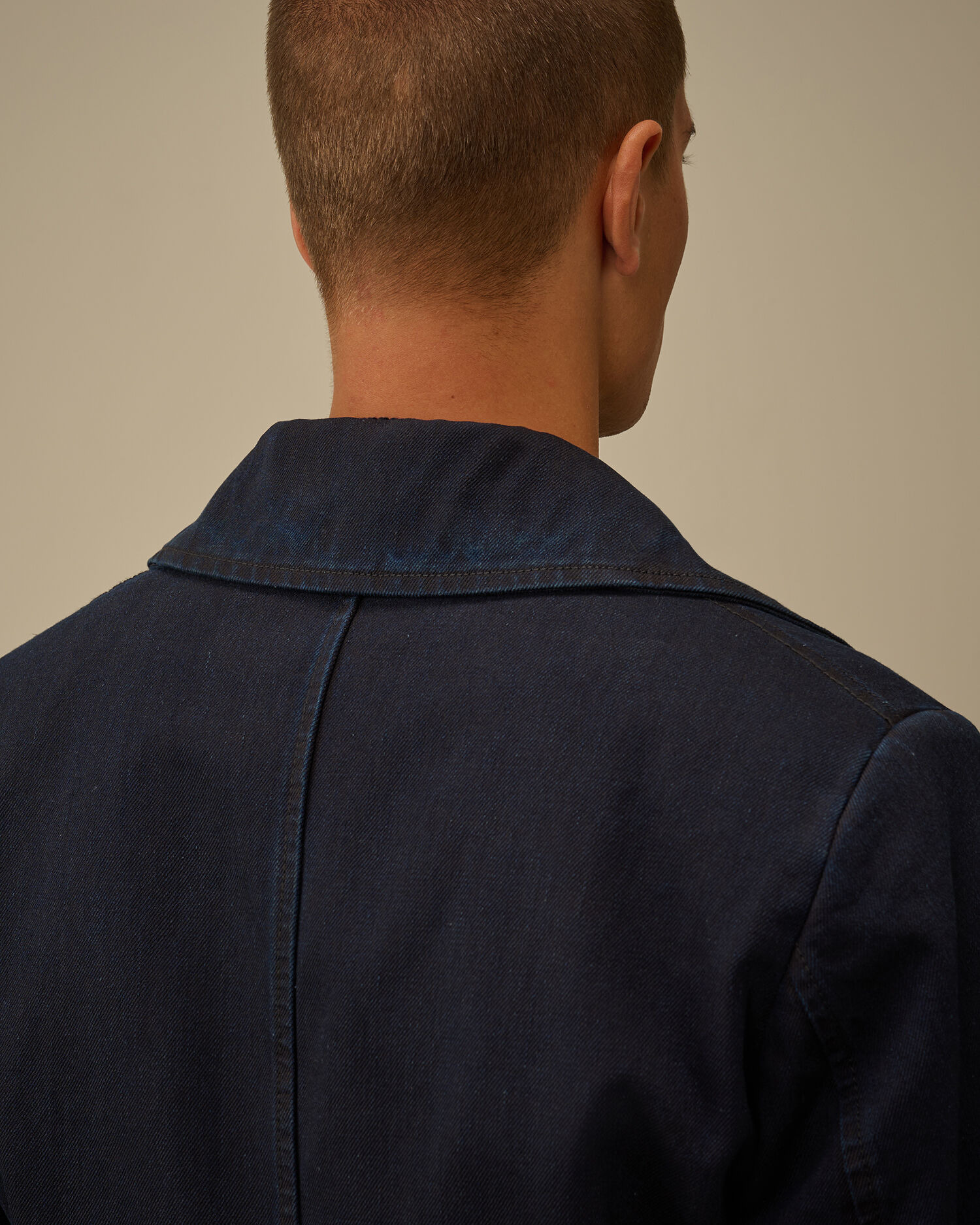 3/4 Plated Denim Pea Coat - 6