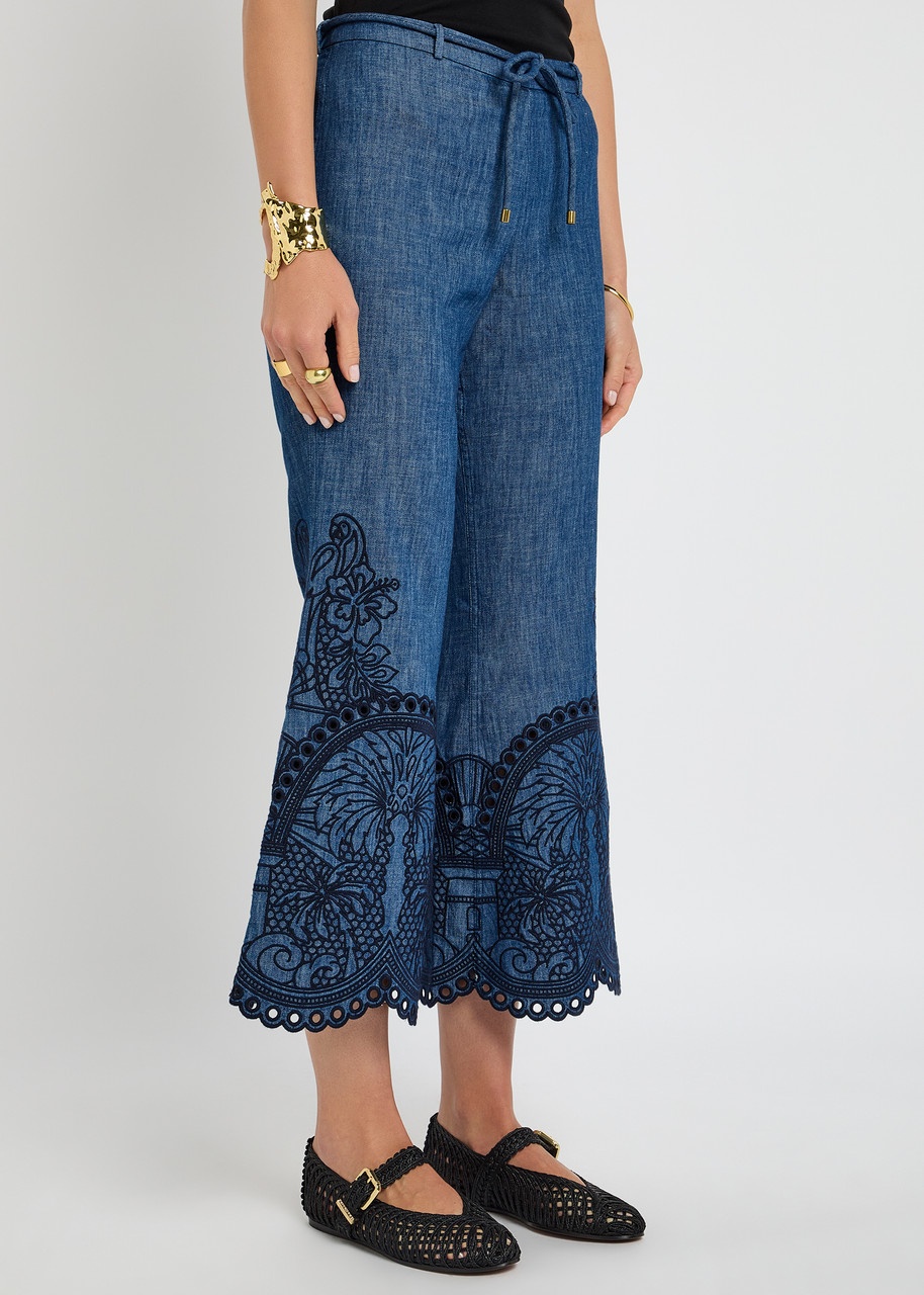 Zimmermann Coco Embroidered Chambray Trousers - 2
