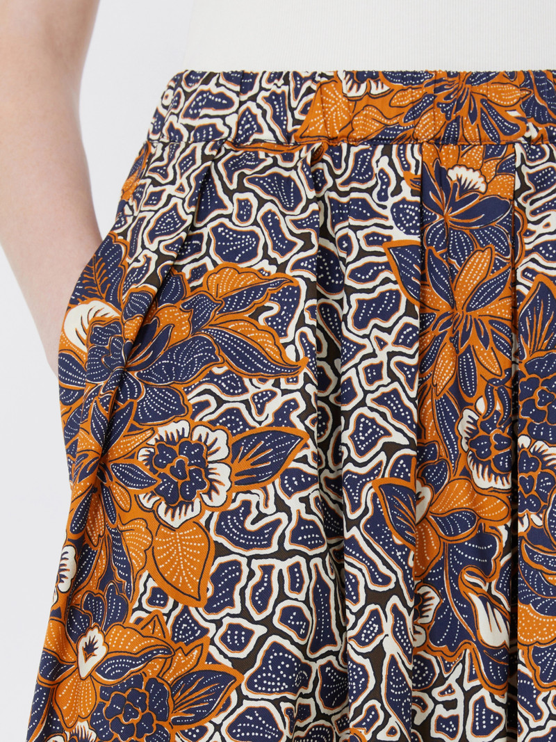 UOMO Printed poplin pleated skirt - NAVY 5