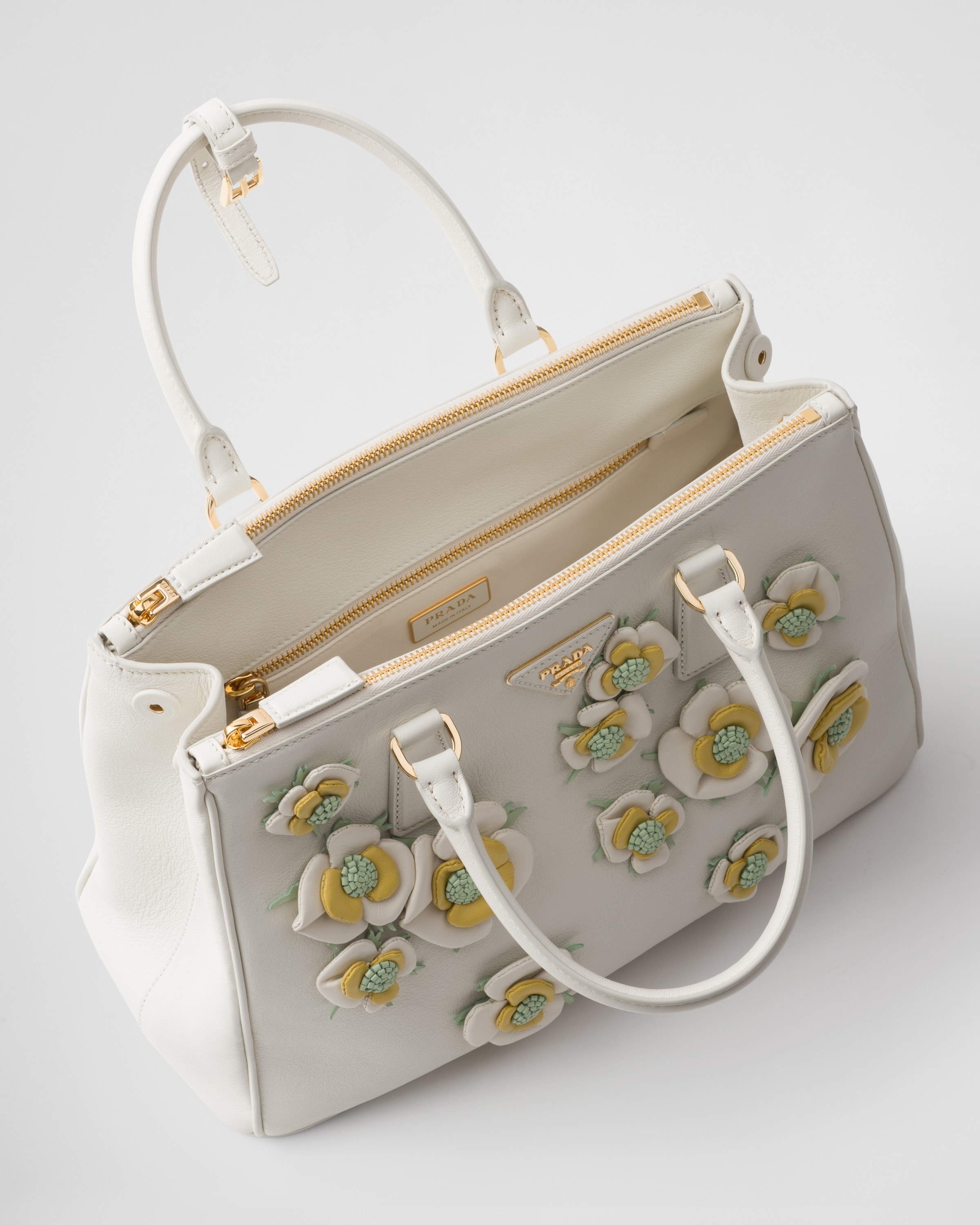 Large Prada Galleria leather bag with floral appliqués - 5