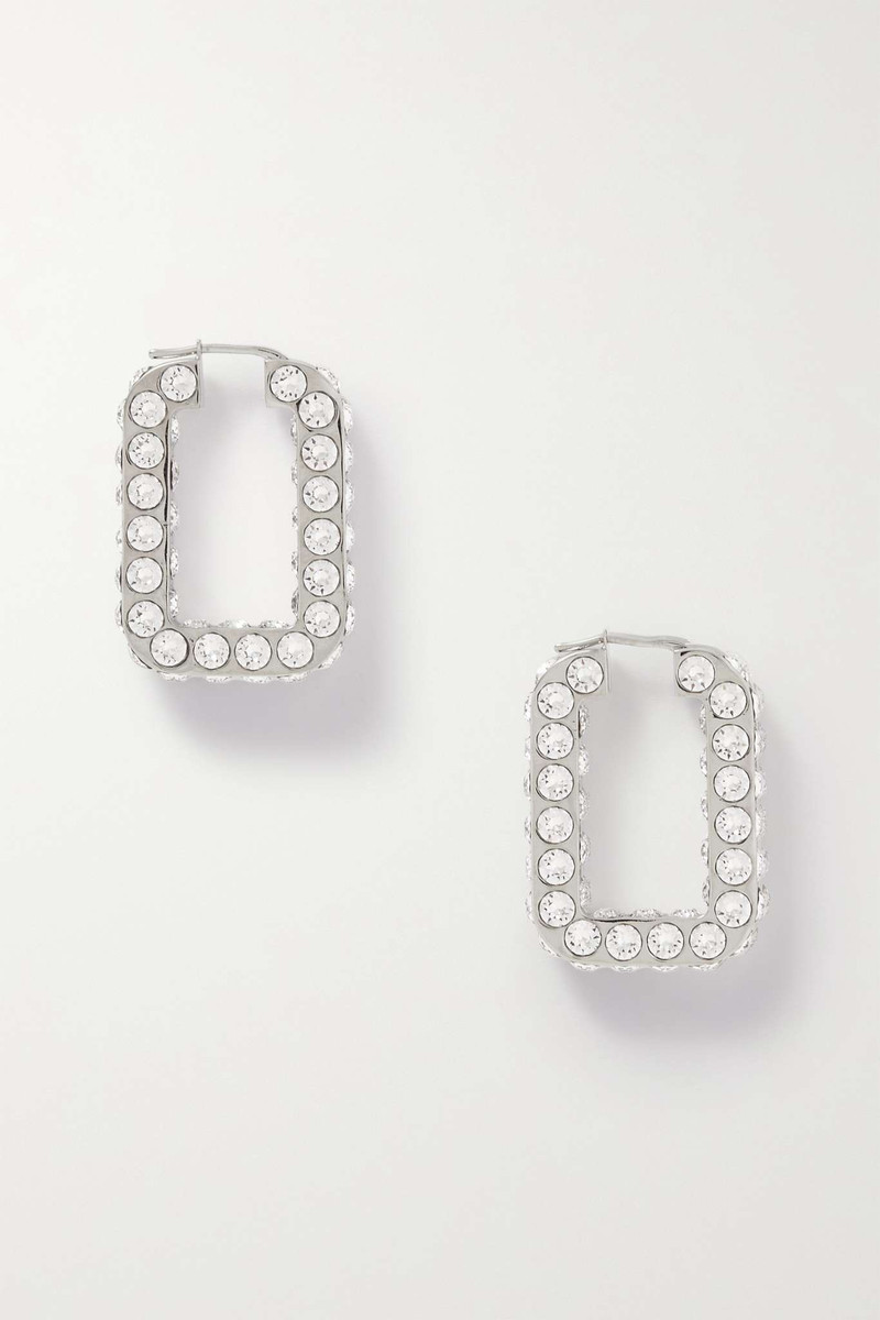 Charlotte silver-tone crystal hoop earrings - 1