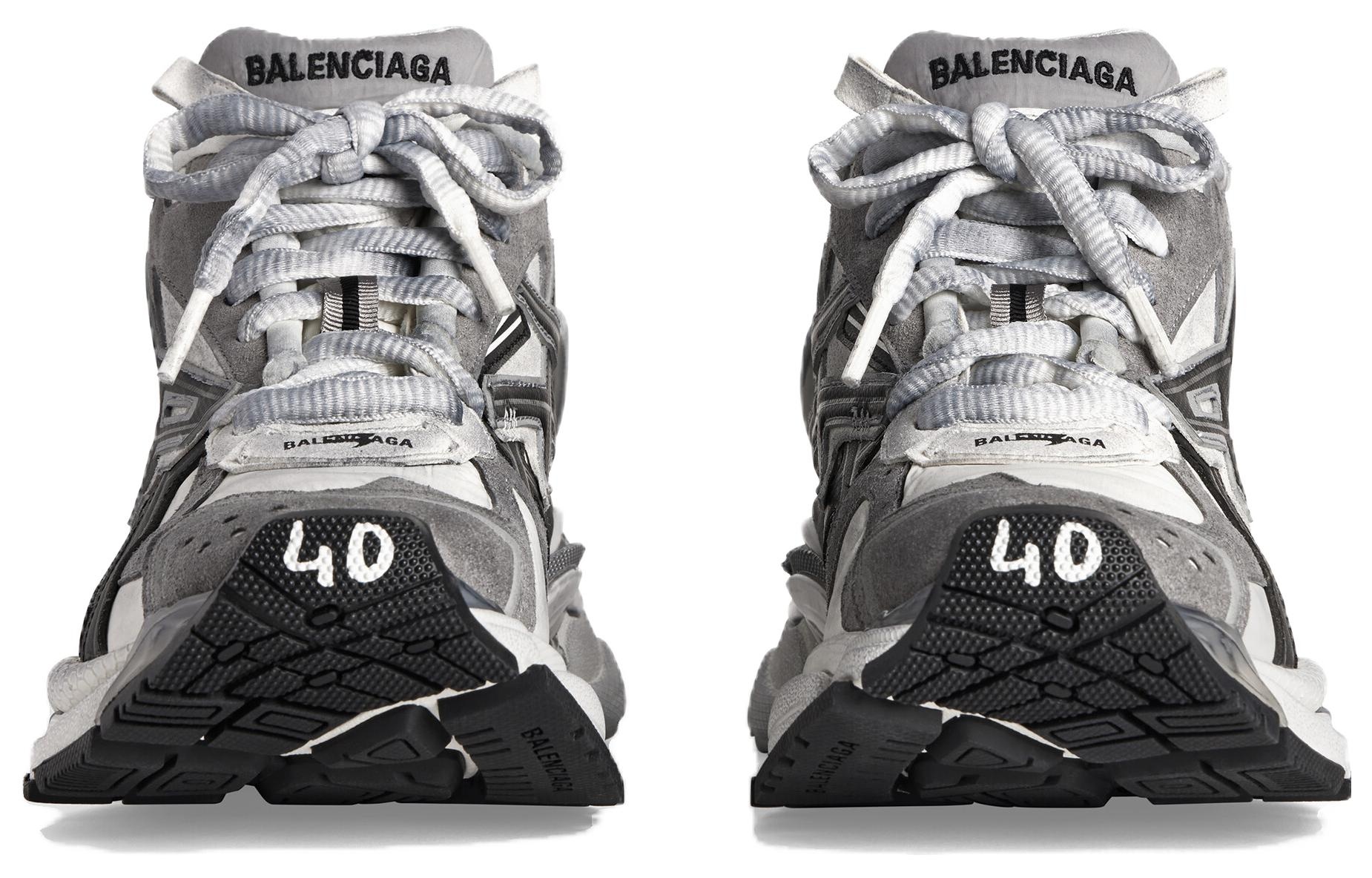 Balenciaga Runner Sneakers 'Grey White Black Nylon and Suede Like Fabric' 772774W3RNY9012 - 4