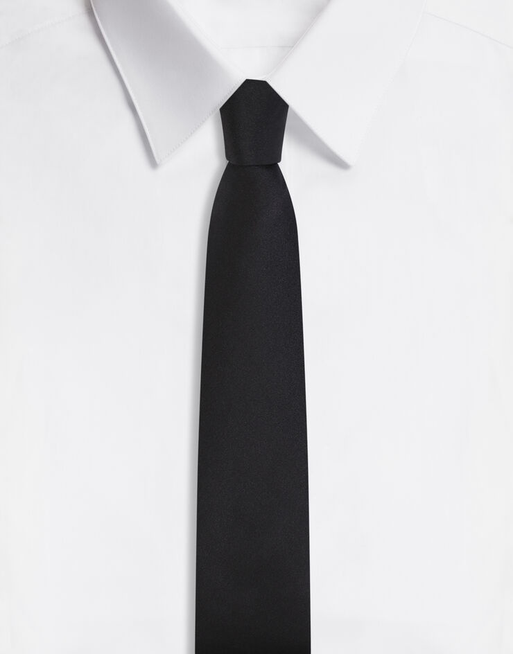 6-cm silk blade tie with metal DG logo - 1