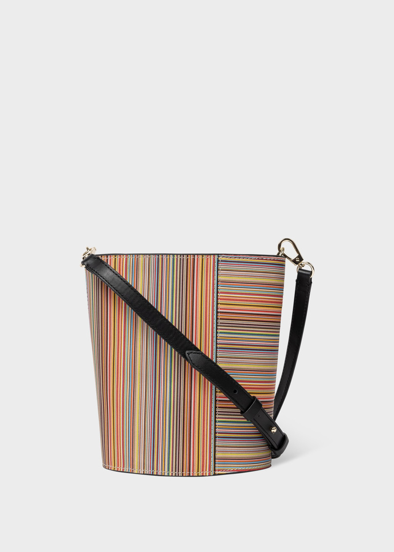 Leather 'Signature Stripe' Bucket Bag 1