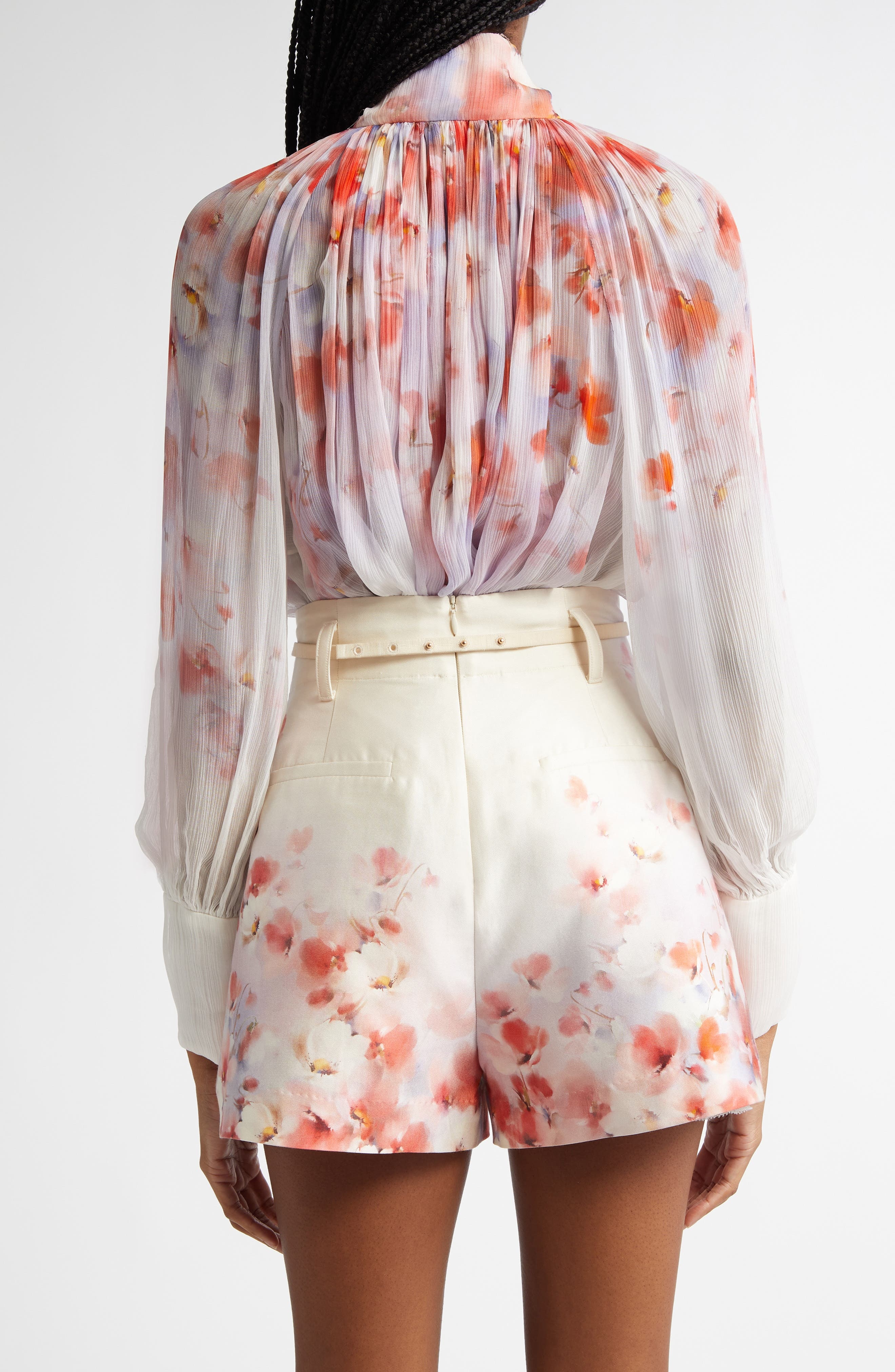 Zimmermann Crush Floral Print Gathered Top in Scarlet Floral at Nordstrom - 3