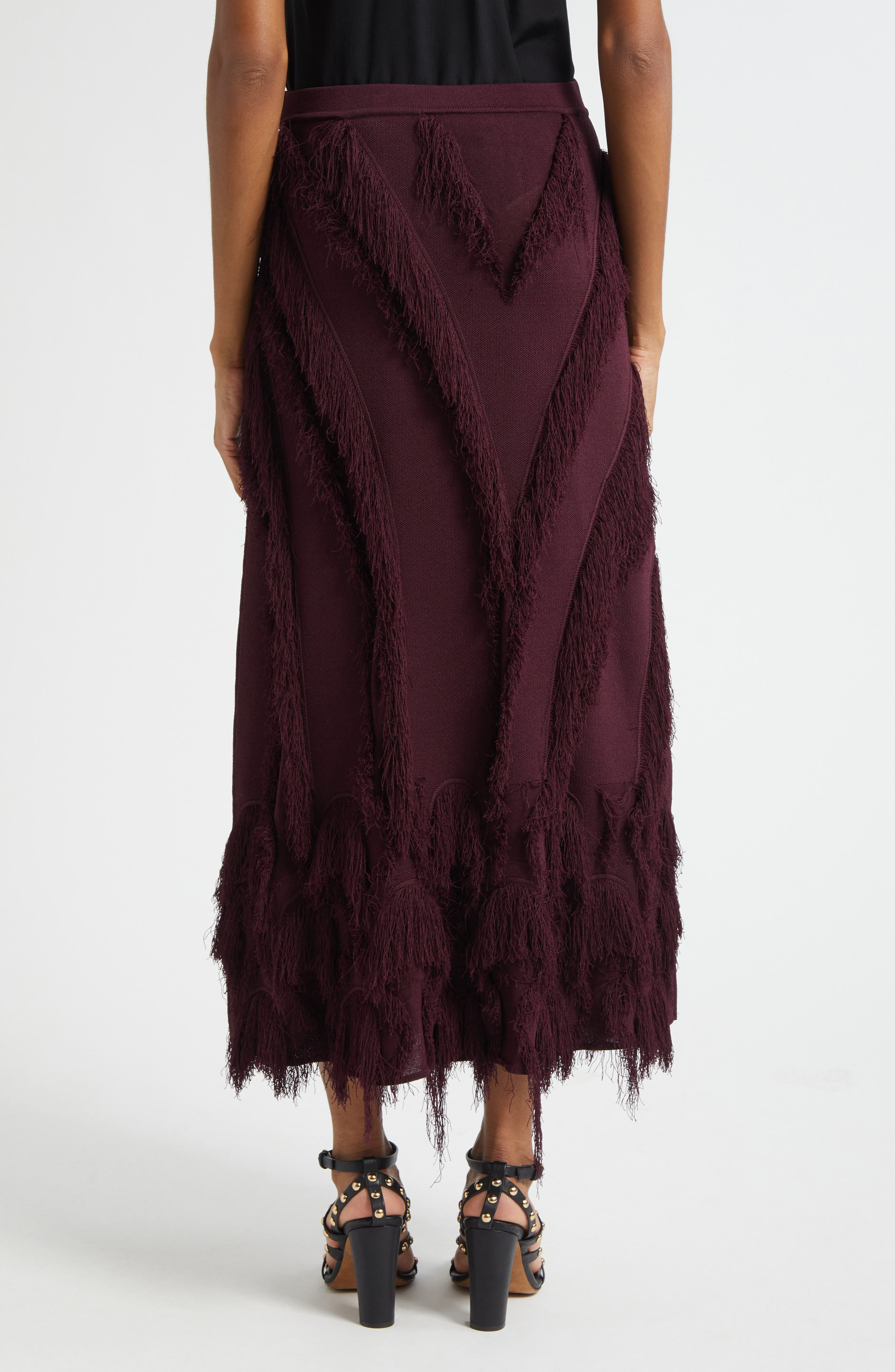 Ulla Johnson Astri Fringe Detail Knit Maxi Skirt in Mahogany at Nordstrom - 2