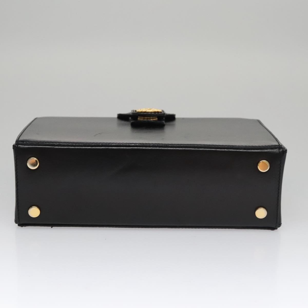 CELINE Hand Bag Leather Black Gold - 5