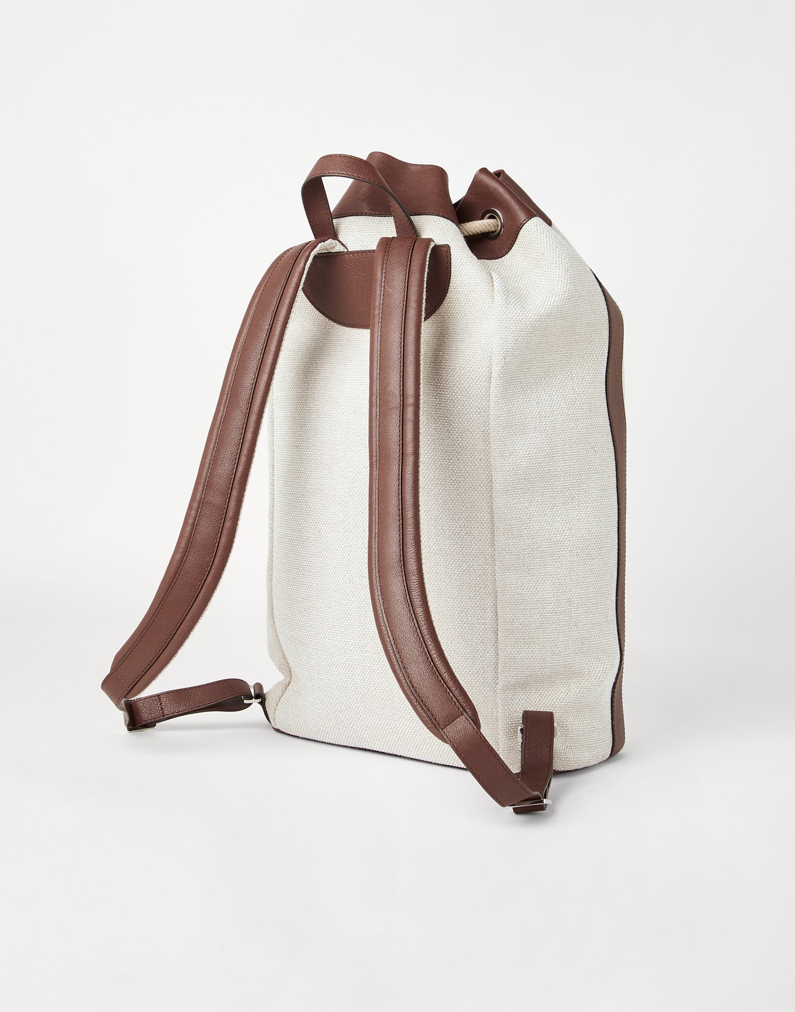 Water-resistant canvas and buffalo leather drawstring backpack - 2