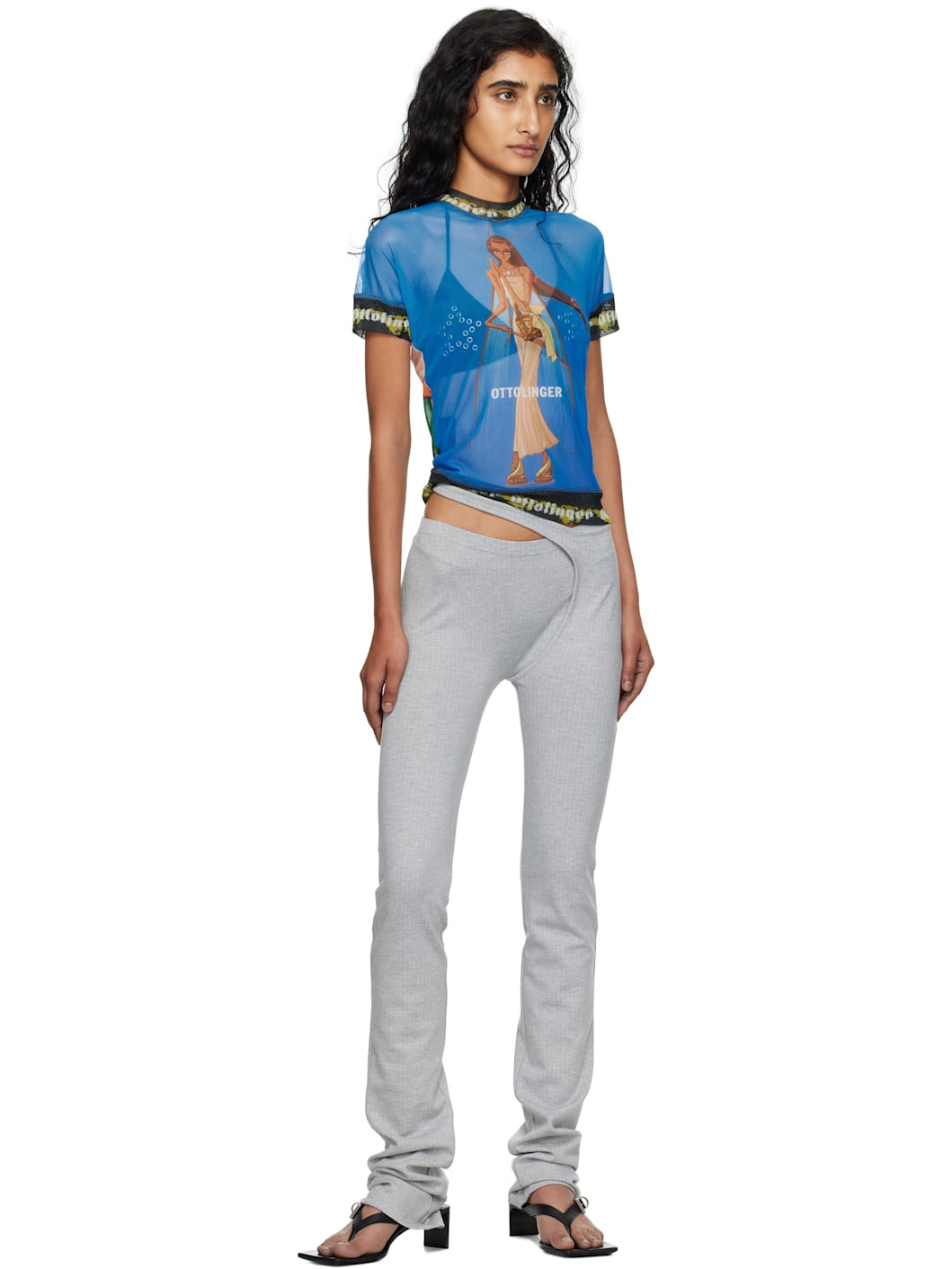 Blue & Green Oversized Mesh T-shirt - 4