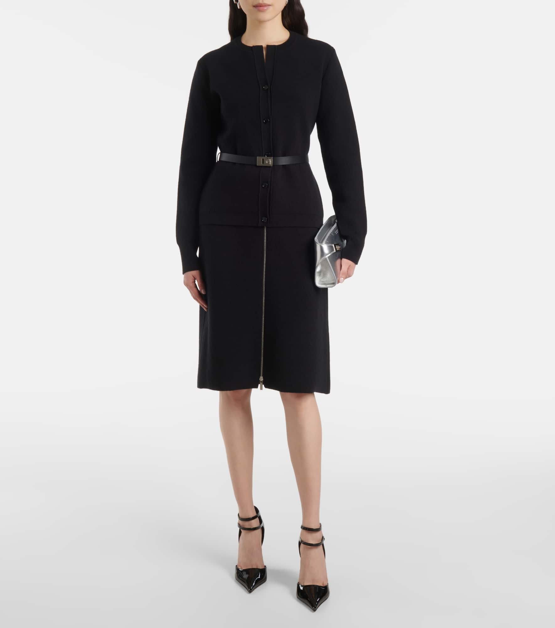 Zip-up belted pencil skirt - 2