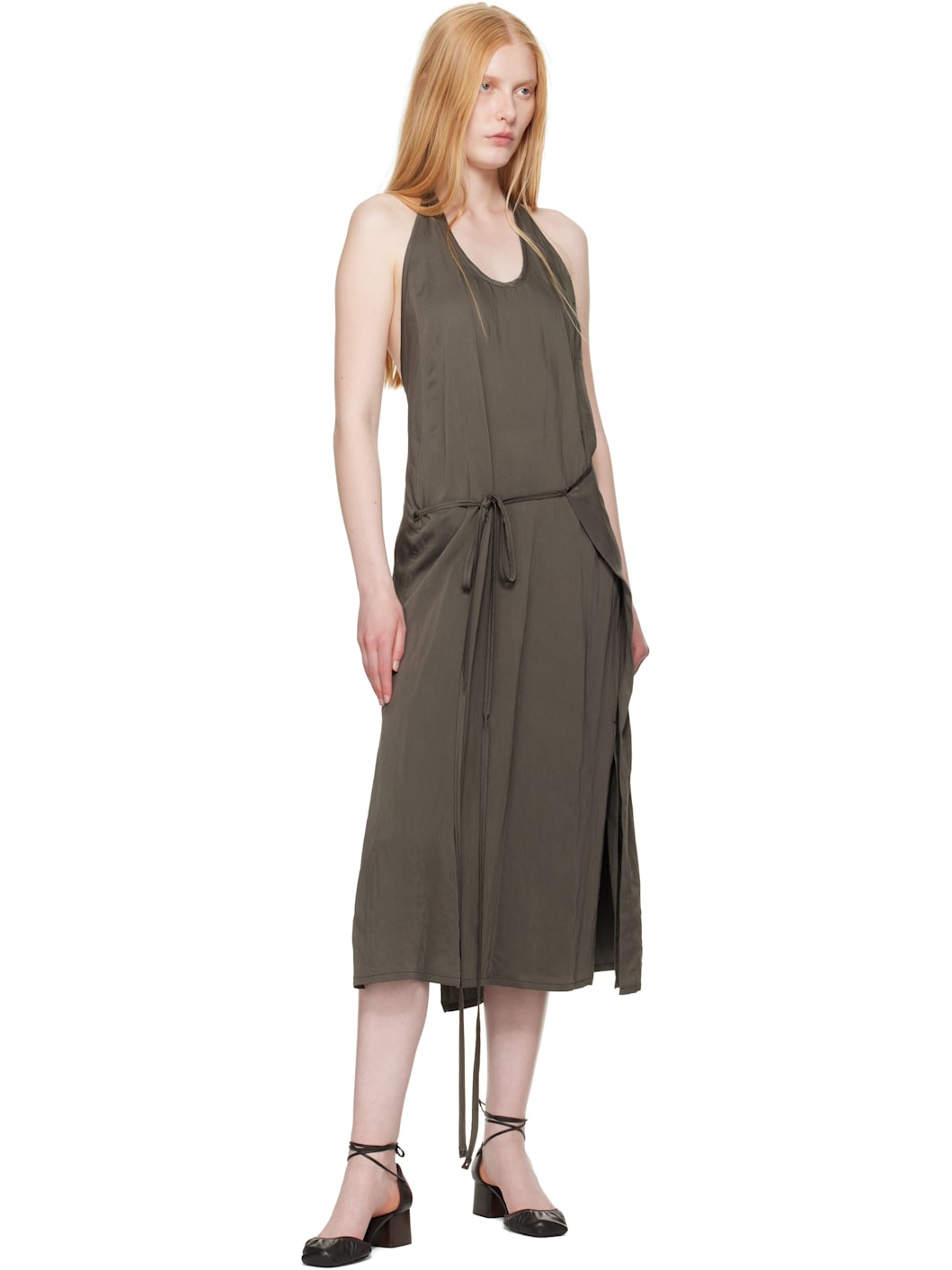 Brown Apron Midi Dress - 4