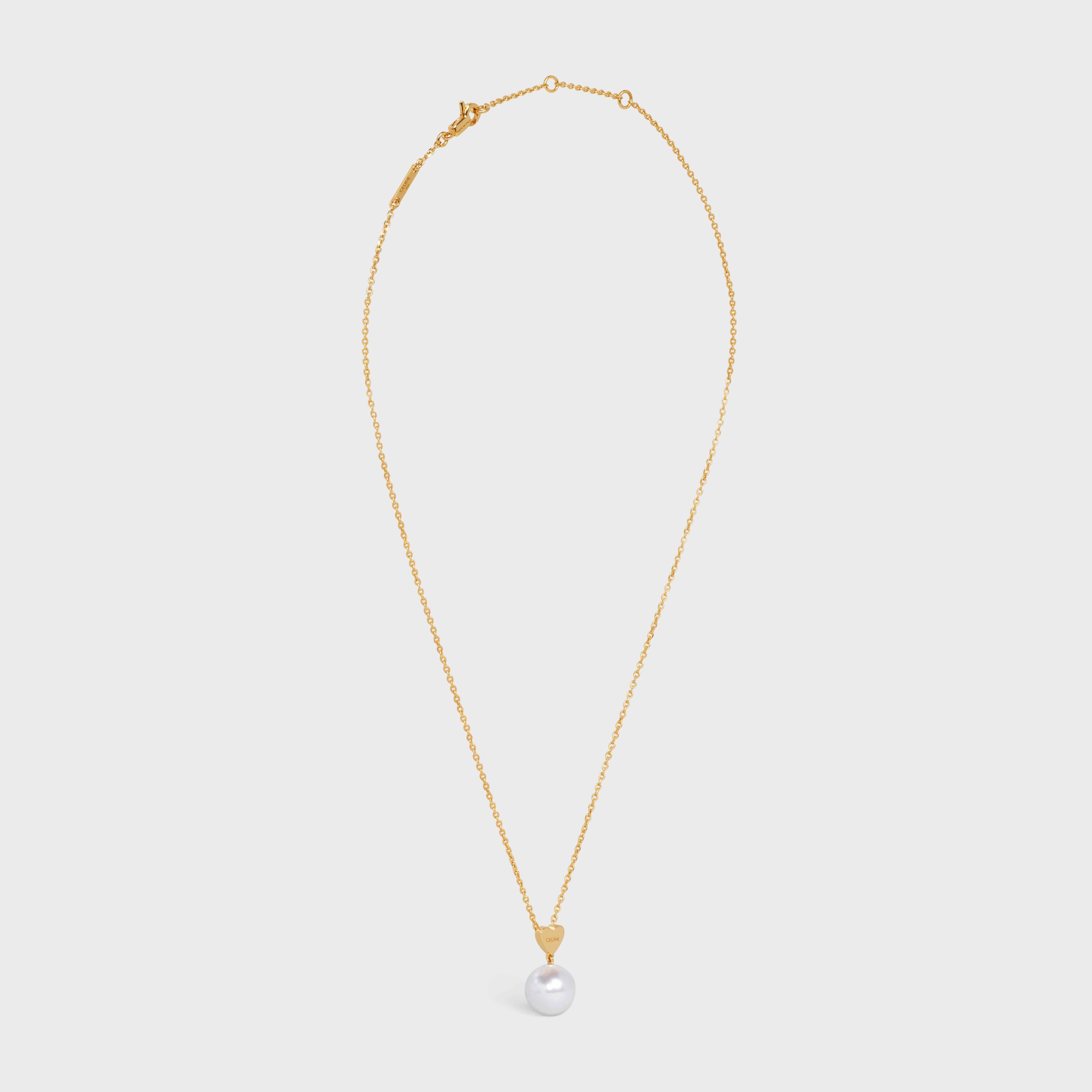 Coeur Celine Necklace in Brass with Gold Finish and Glass Pearl 3