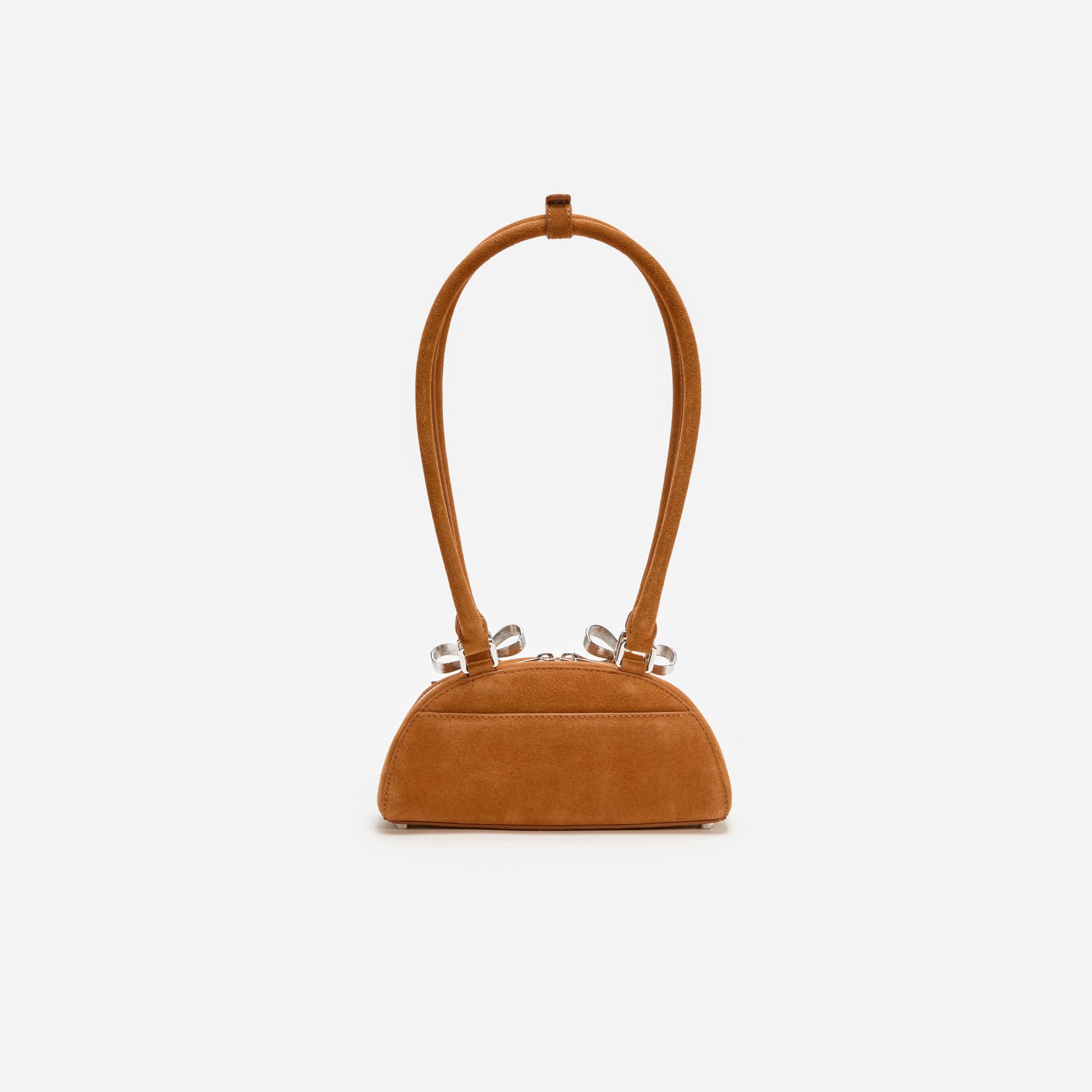 Brown Suede Curved Mini Shoulder Bag - 3