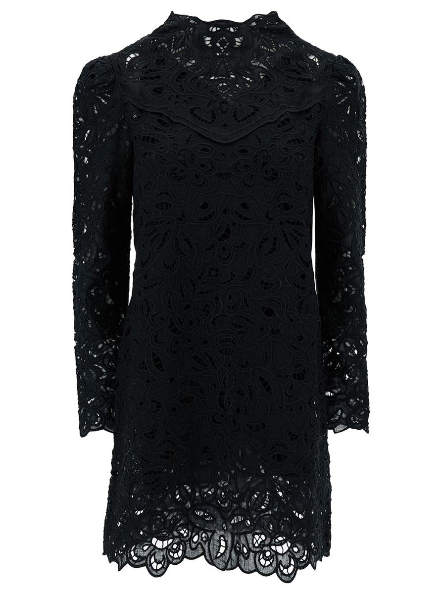 ISABEL MARANT 'DAPHNE' MINI BLACK DRESS WITH FLOWER EMBROIDERY IN GUIPURE WOMAN - 1