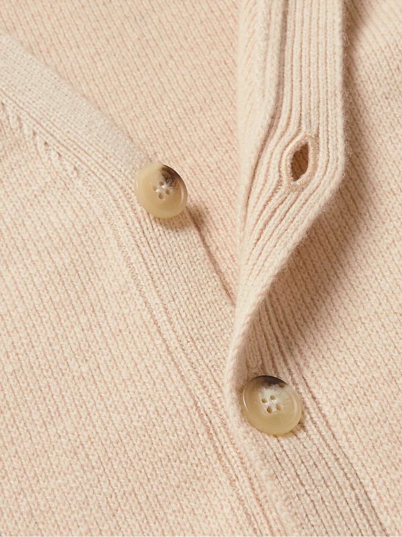 Logo-Appliquéd Ribbed Wool Cardigan 5