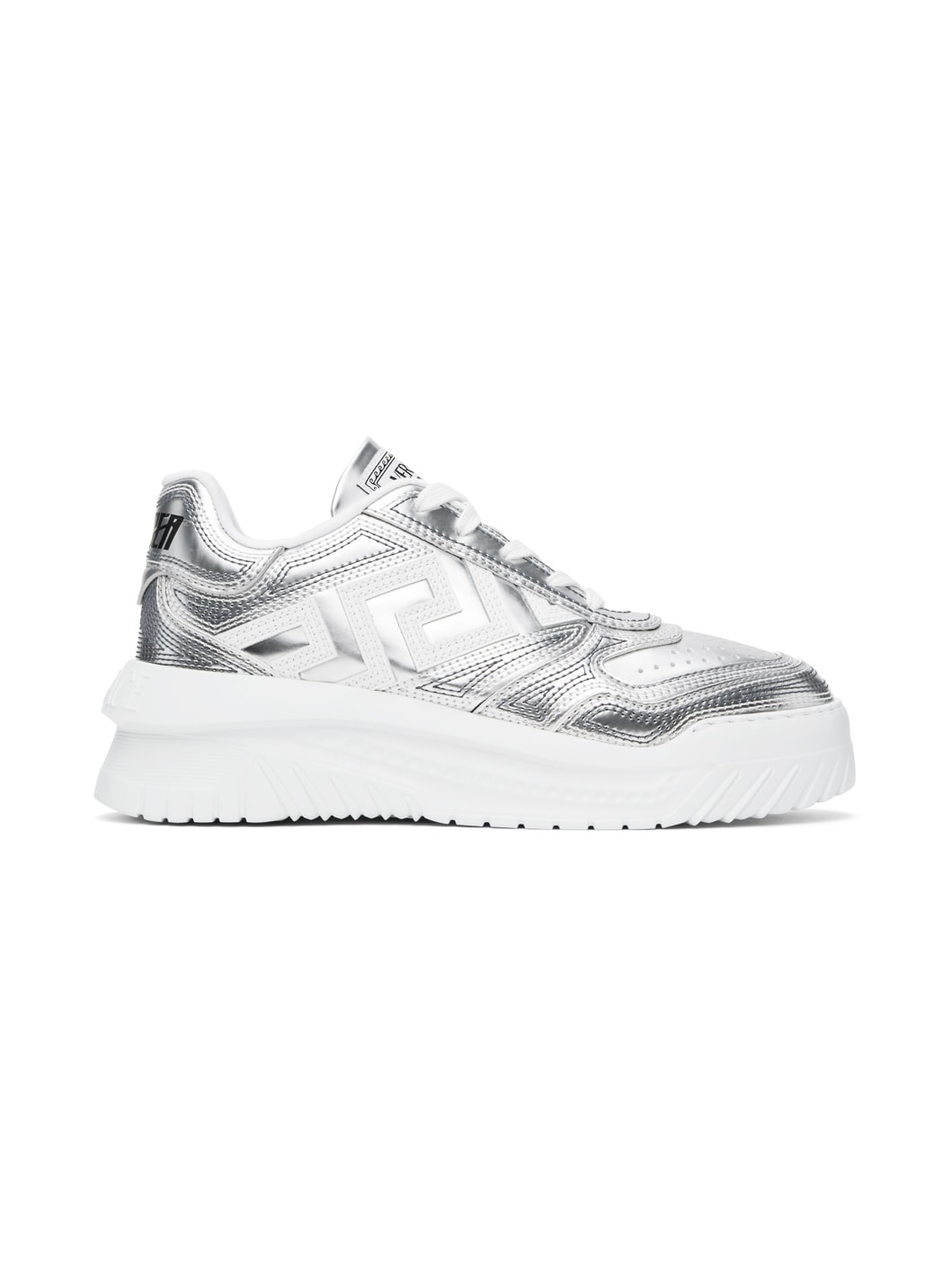 Silver & White Metallic Greca Oddisea Sneakers - 1