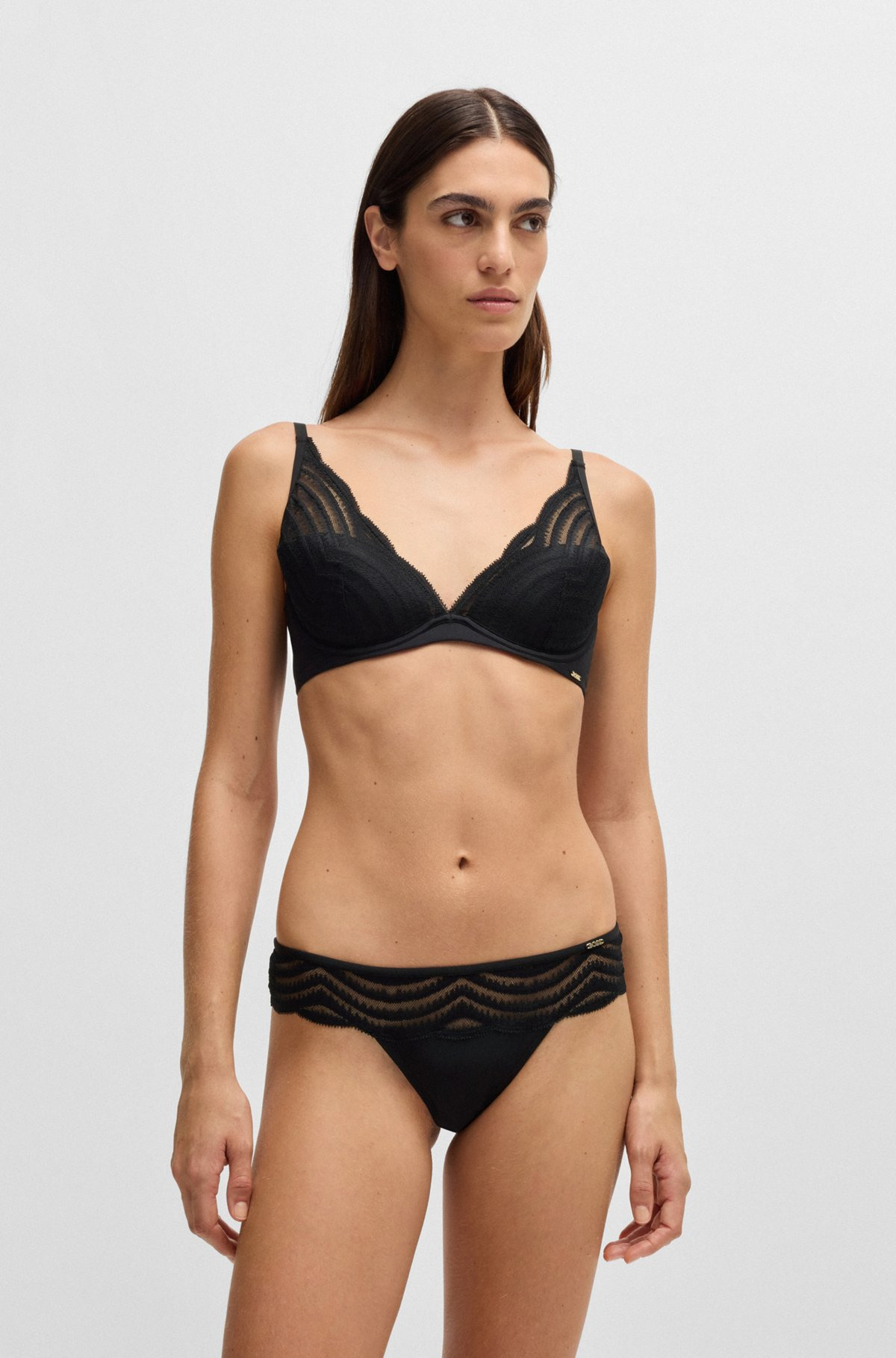 LACE-TRIM THONG WITH LOGO DETAIL - 2