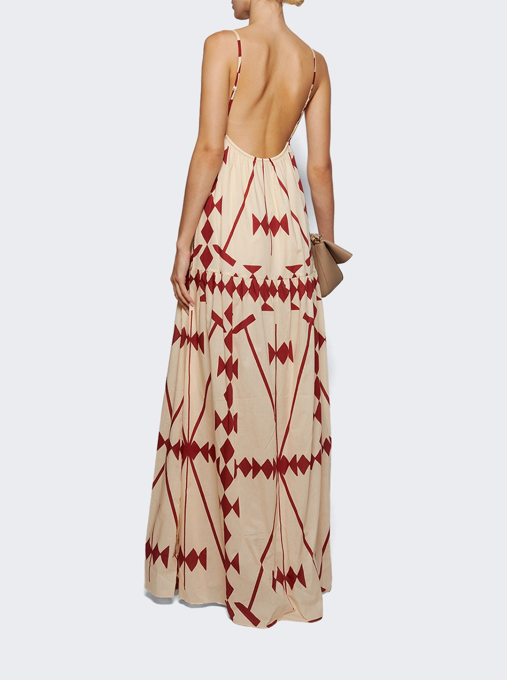 Zea Palm Maxi Dress Ecru And Wine - 4