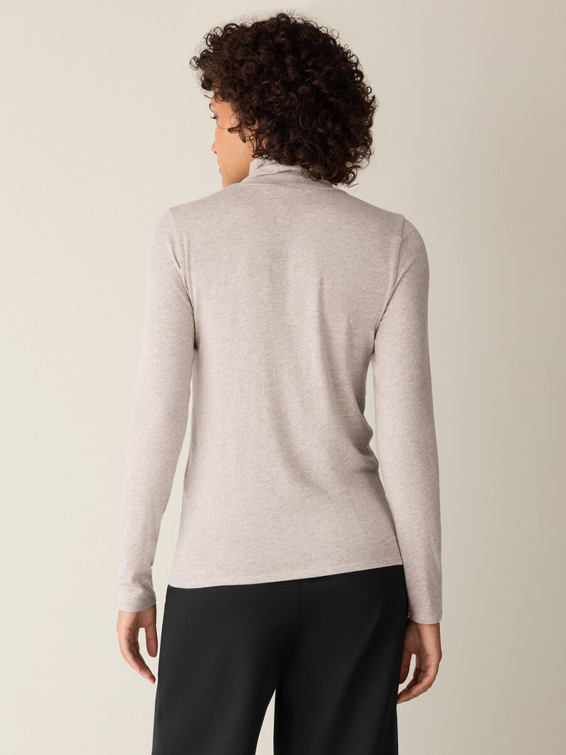 Mélange Sheer Cotton Blend Knit Turtleneck Top 4