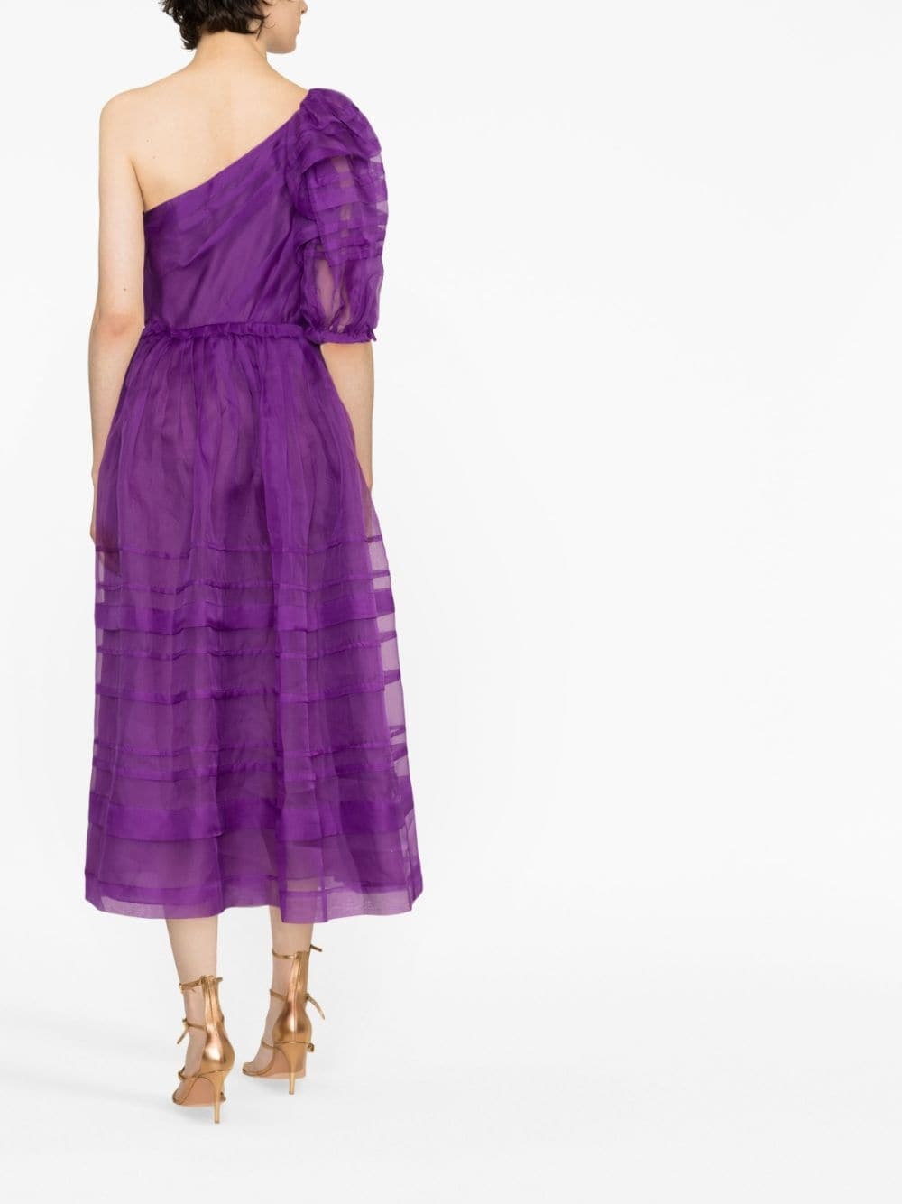 Artemis one-shoulder silk-organza midi dress - 3