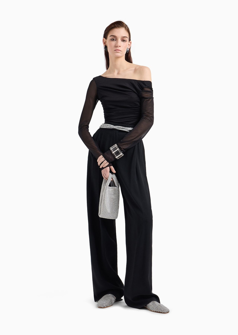 EMPORIO ARMANI Draped chiffon jersey jumper outlook