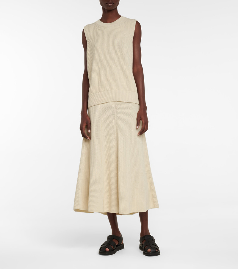 JOSEPH Ribbed-knit cotton midi skirt outlook