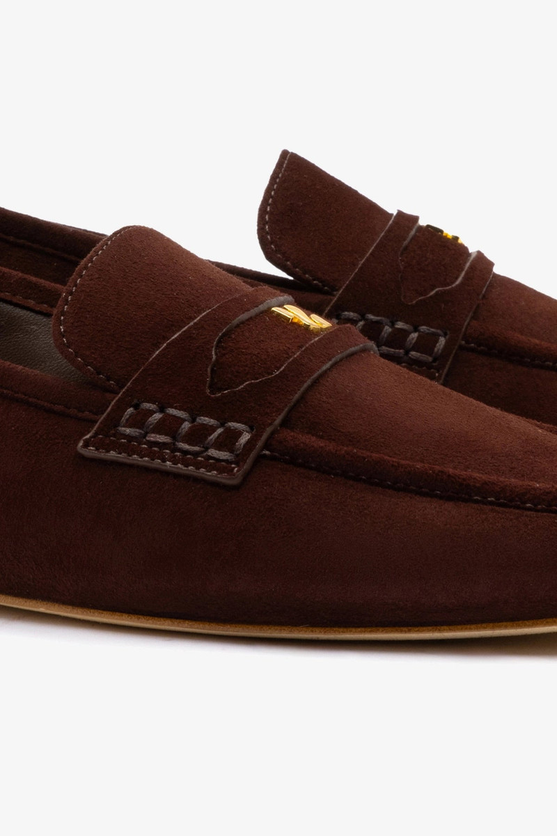 Suki Flat Loafer In Brown Suede 4