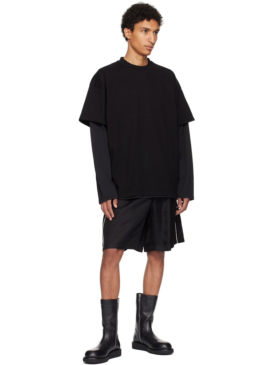 Black Cotton Crew-Neck T-shirt - 4