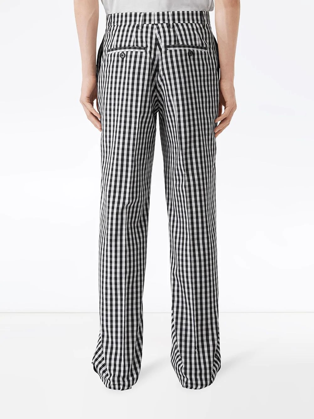 gingham check wide-leg trousers - 4