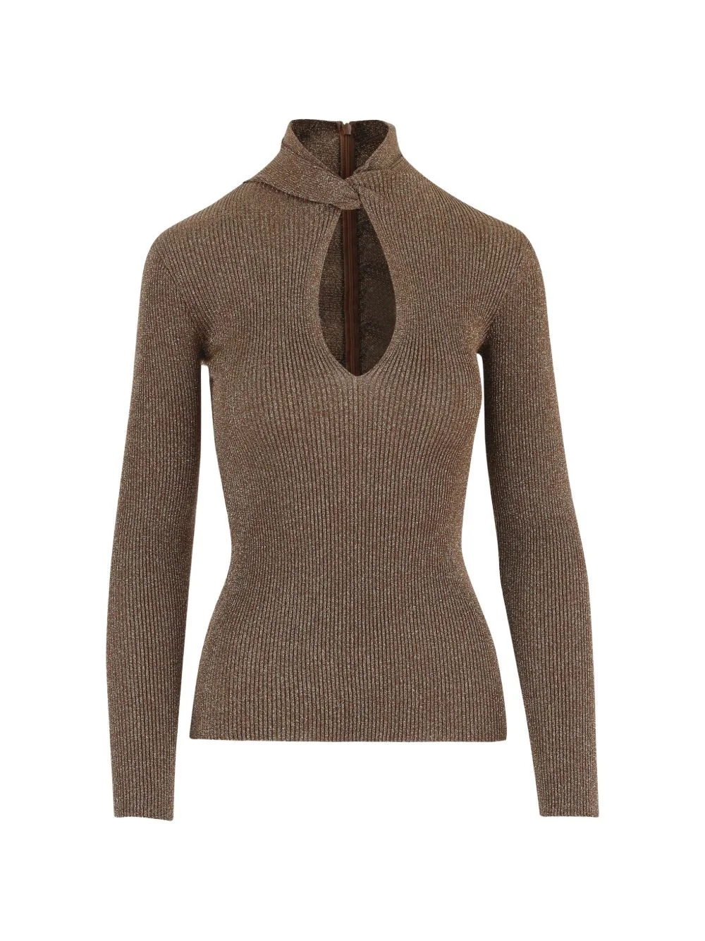long-sleeve ribbed cut-out T-shirt - 1