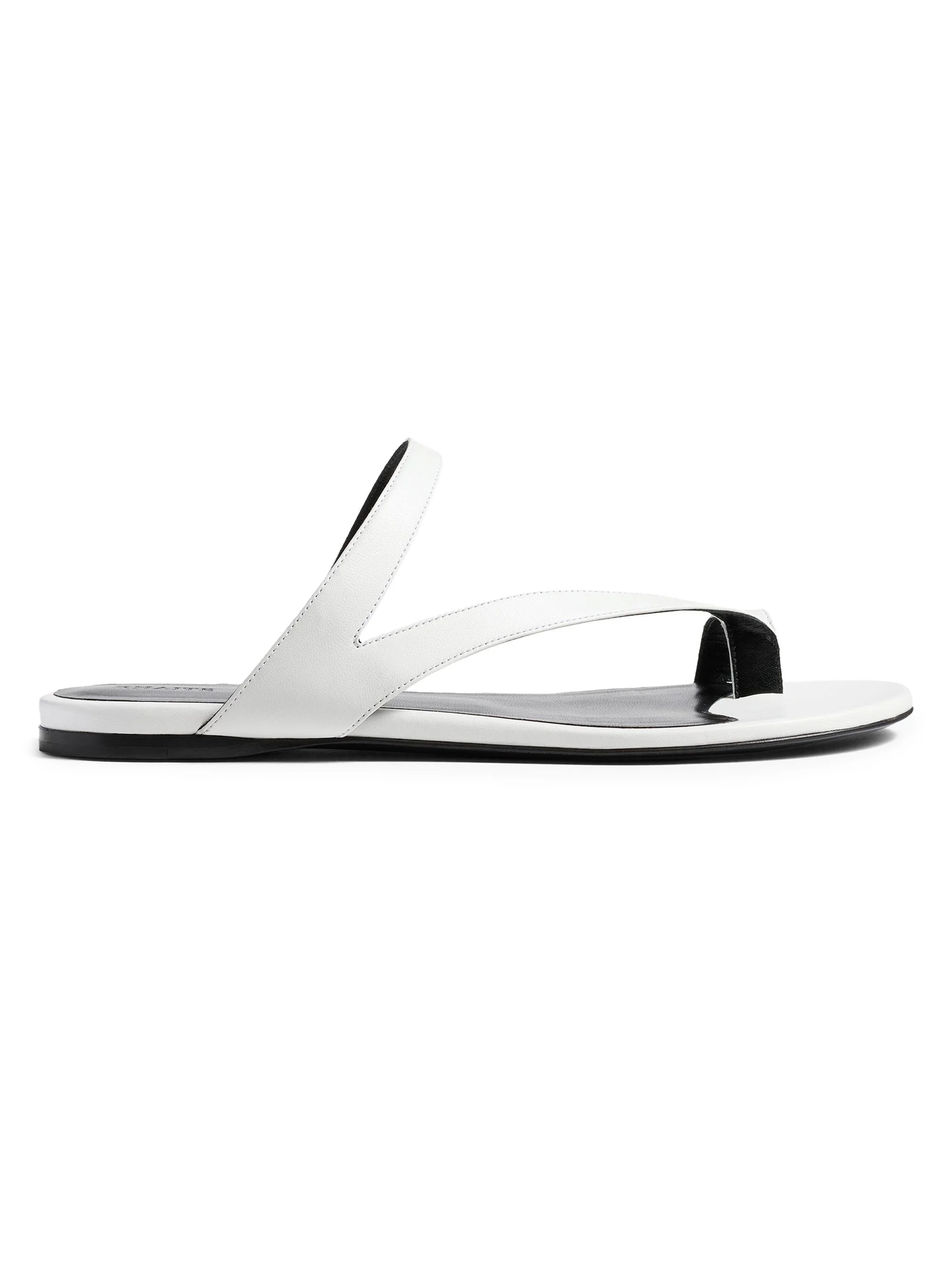 Women's Aimee Leather Flat Sandals - Optic White - 1