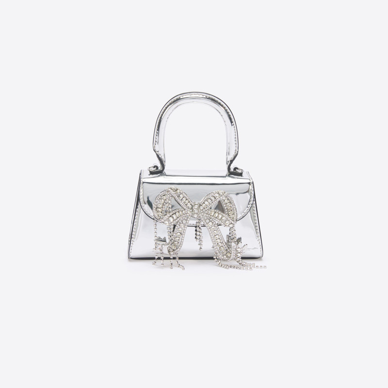 Silver Metallic Micro Embellished Bow Bag 1