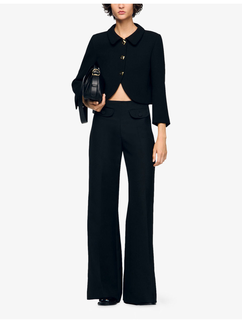 Sandro Pocketed Wide-Leg Wool-Blend Trousers outlook