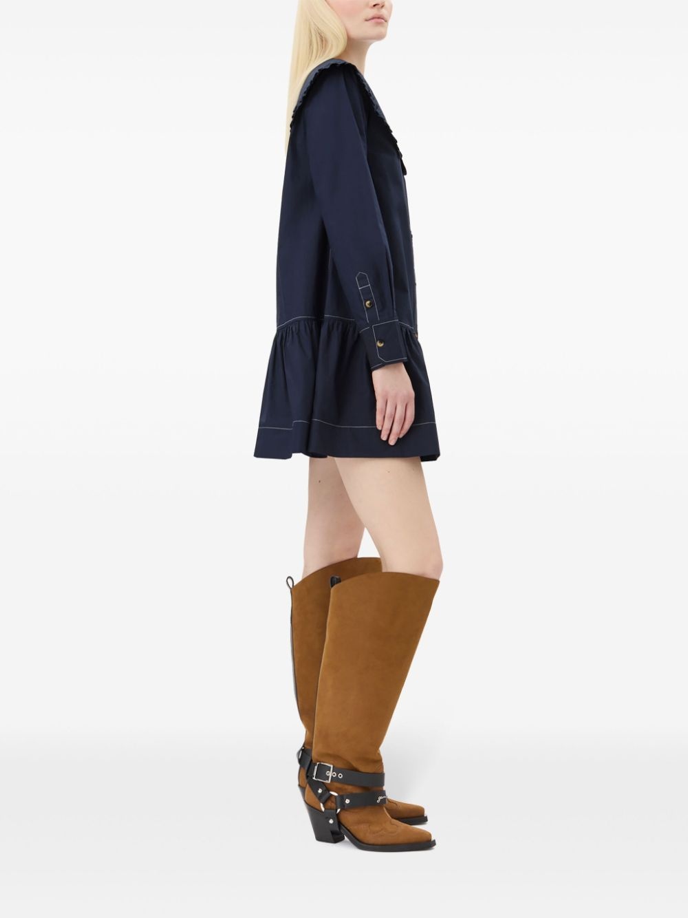 cotton poplin mini dress - 3