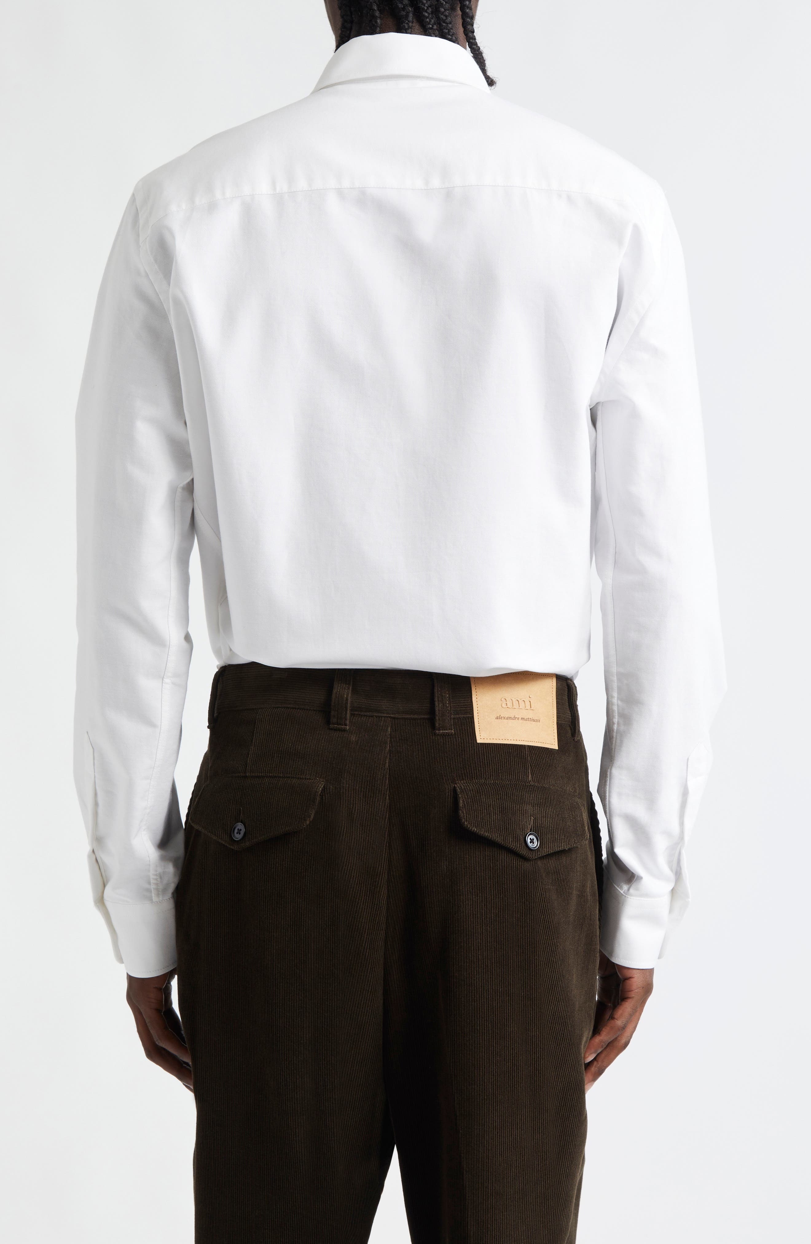 AMI PARIS Ami De Coeur Cotton Oxford Button-Down Shirt in 168 Blanc Naturel at Nordstrom - 2