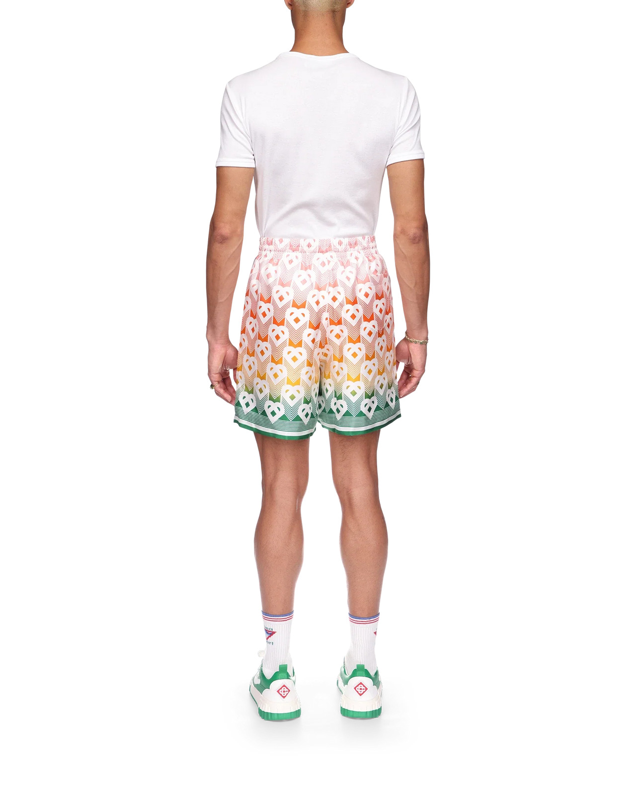 Gradient Heart Monogram Silk Shorts - 4