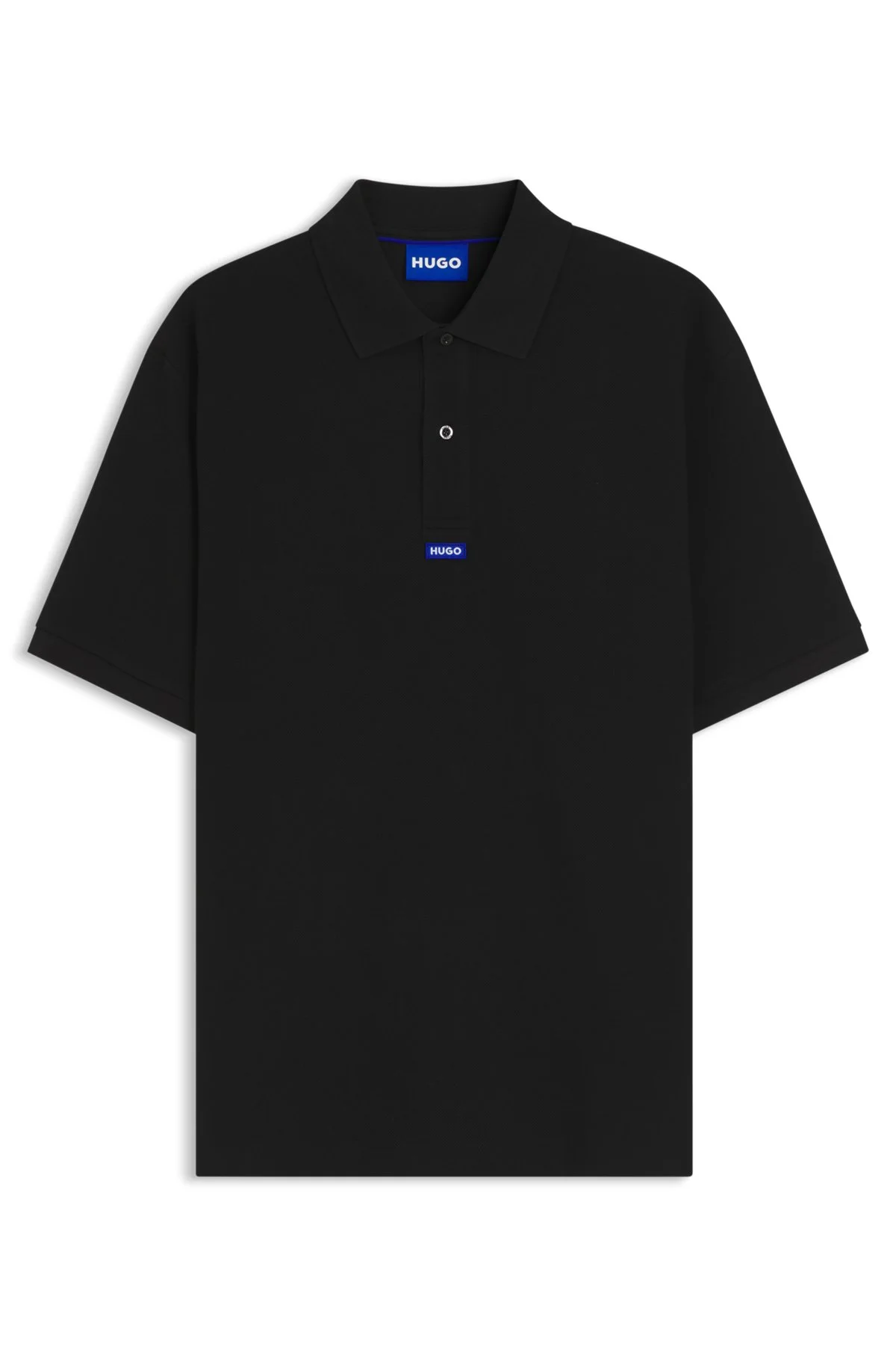 COTTON-PIQUÉ POLO SHIRT WITH BLUE LOGO BADGE - 1