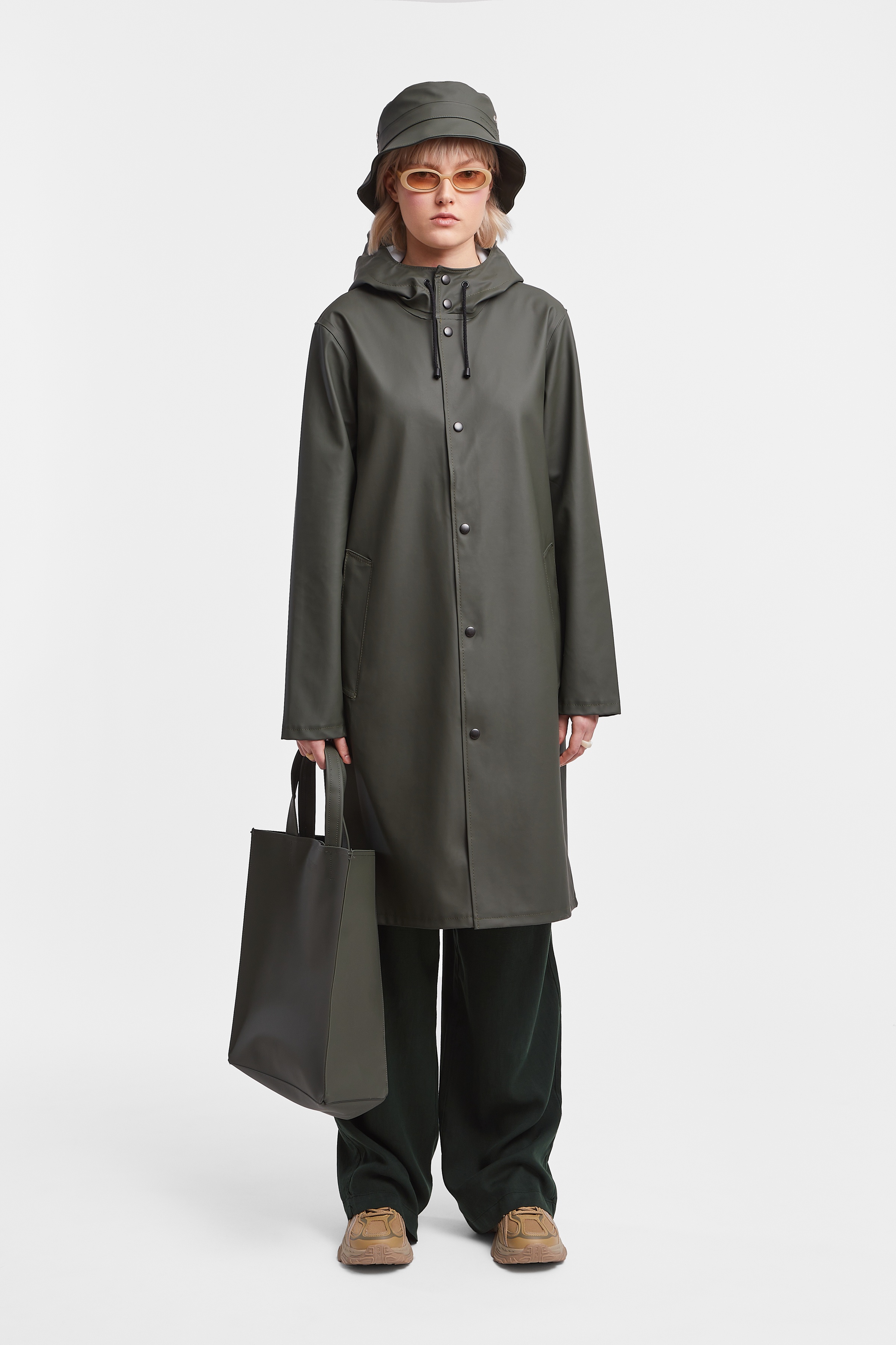 Stockholm Long Print Raincoat Green - 2
