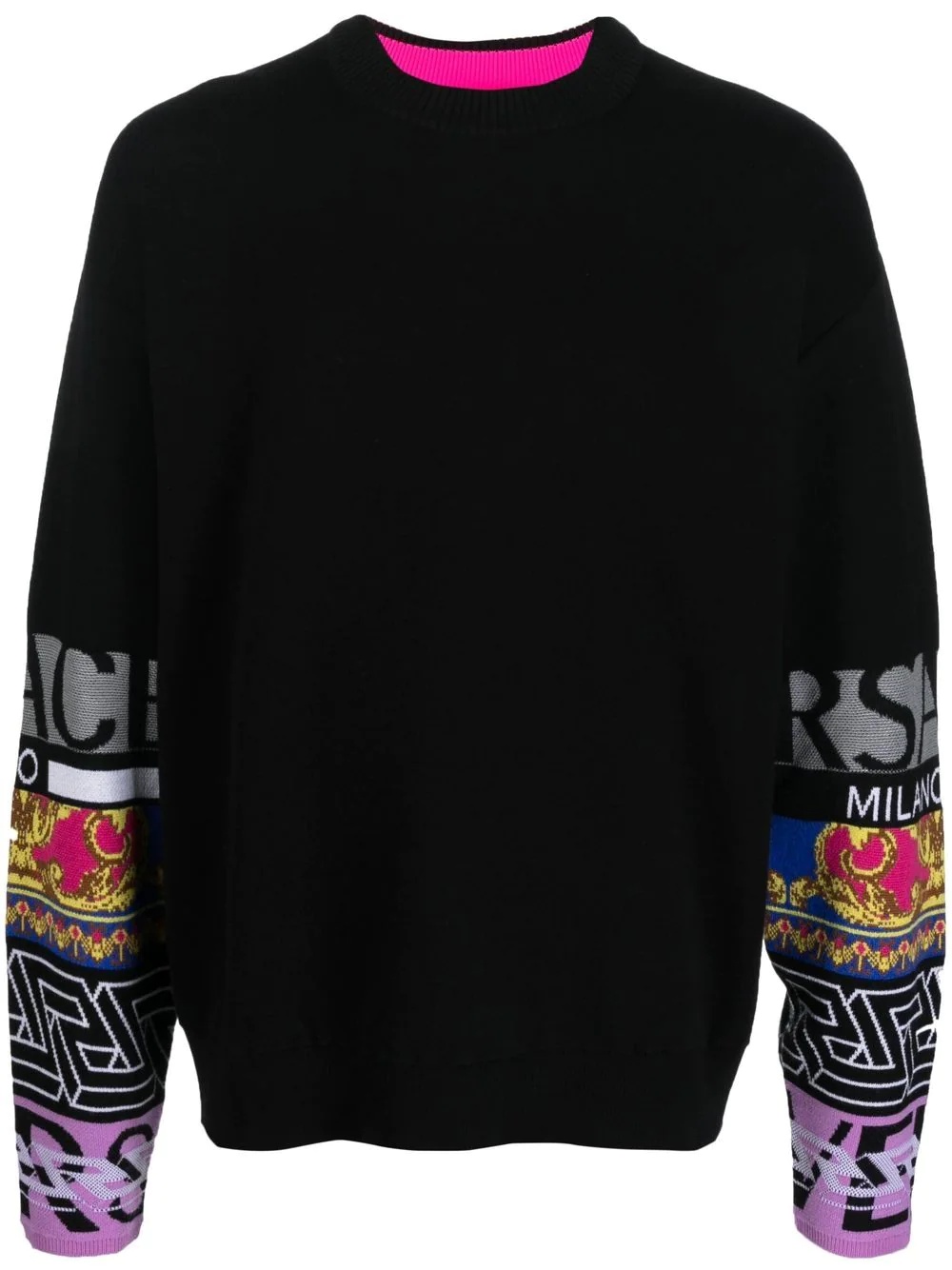 printed-sleeve detail jumper - 1