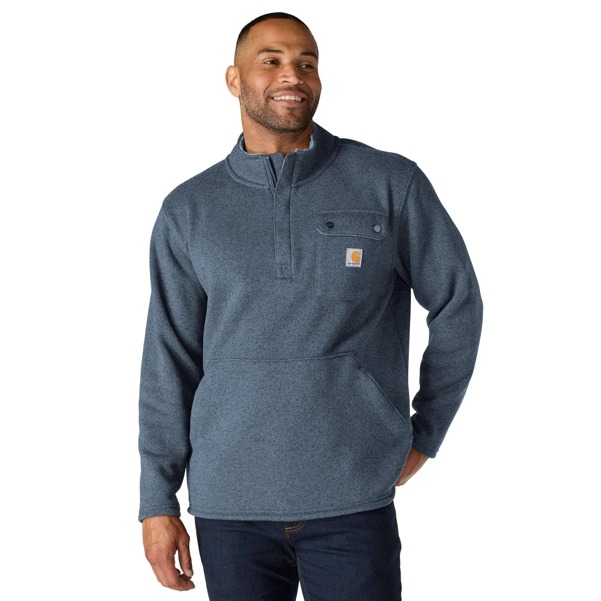 Relaxed Fit Midweight Quarter-Zip Pocket Sweater Fleece - 1