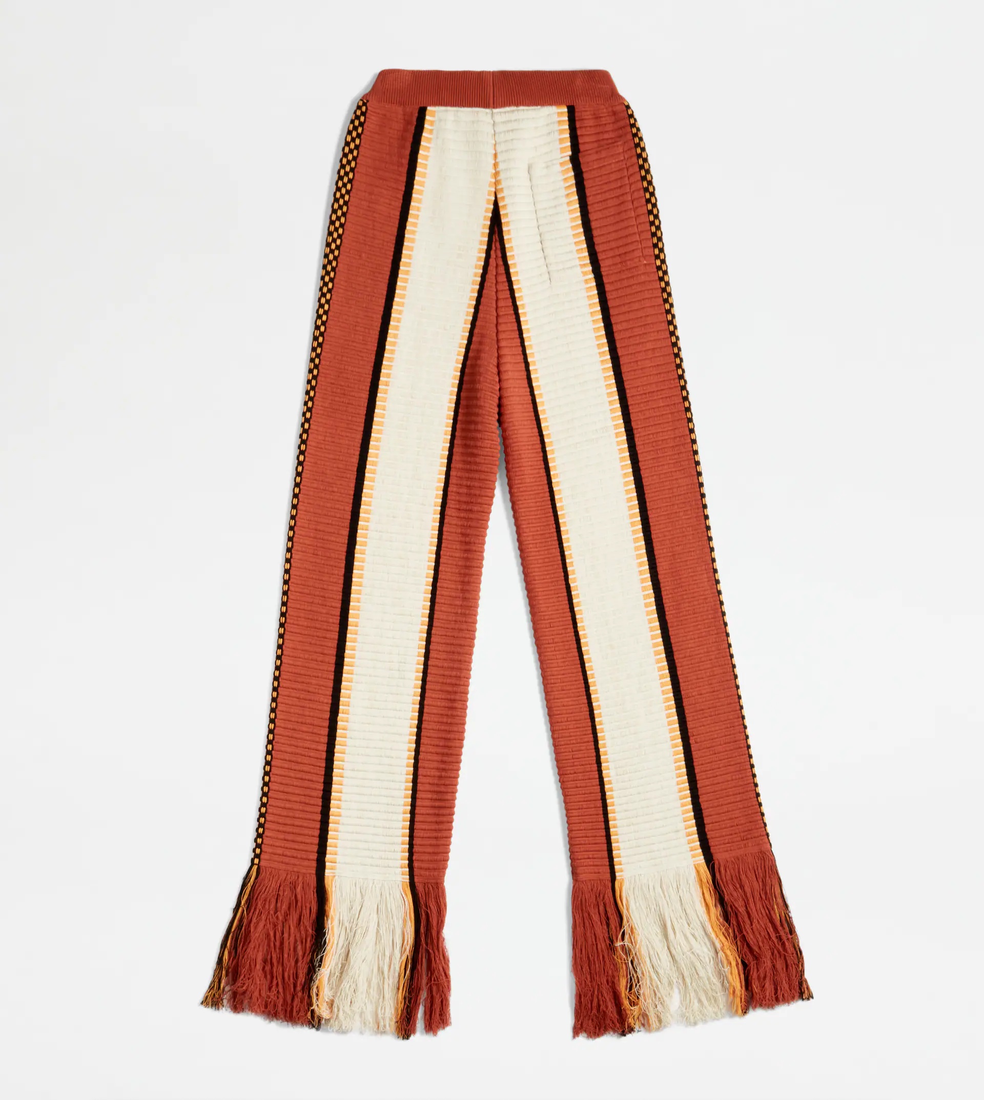 TROUSERS IN COTTON WITH FRINGES - ORANGE, OFF WHITE, YELLOW - 8